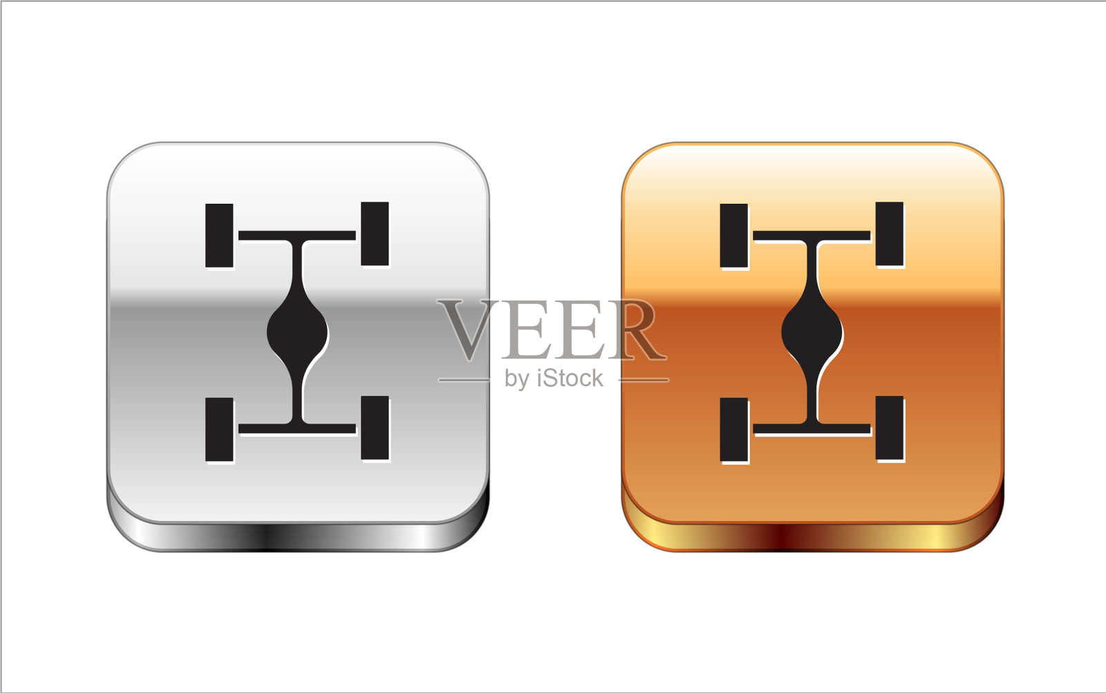 黑色底盘汽车图标孤立在白色图标素材