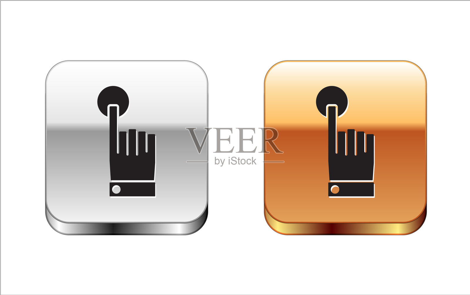 黑色手触摸和轻拍手势图标隔离图标素材