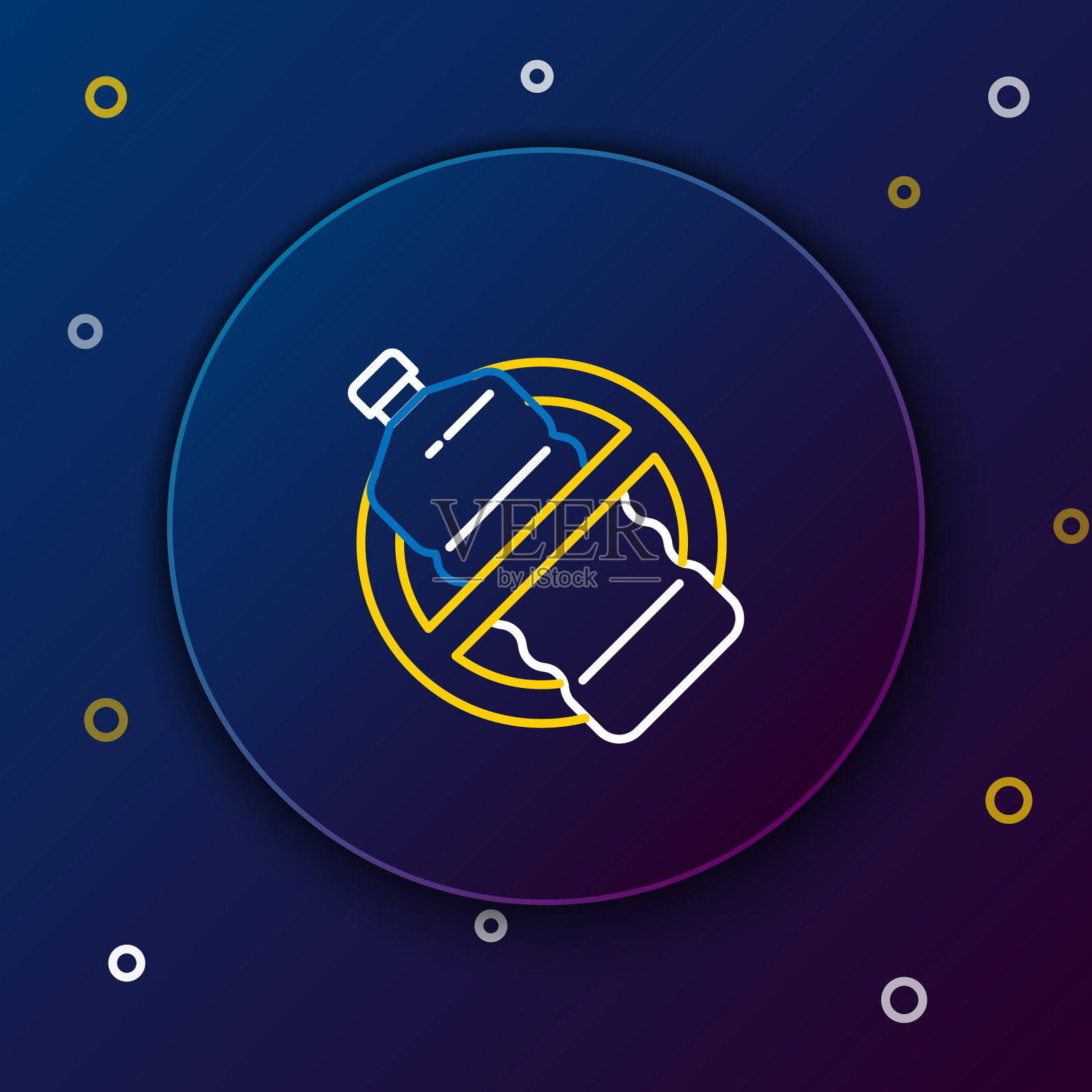 白黄线无塑料瓶图标插画图片素材