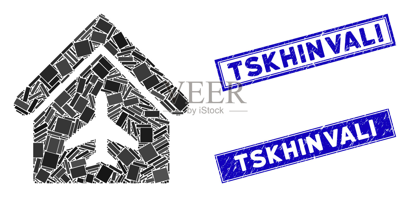 机库马赛克和遇险矩形插画图片素材