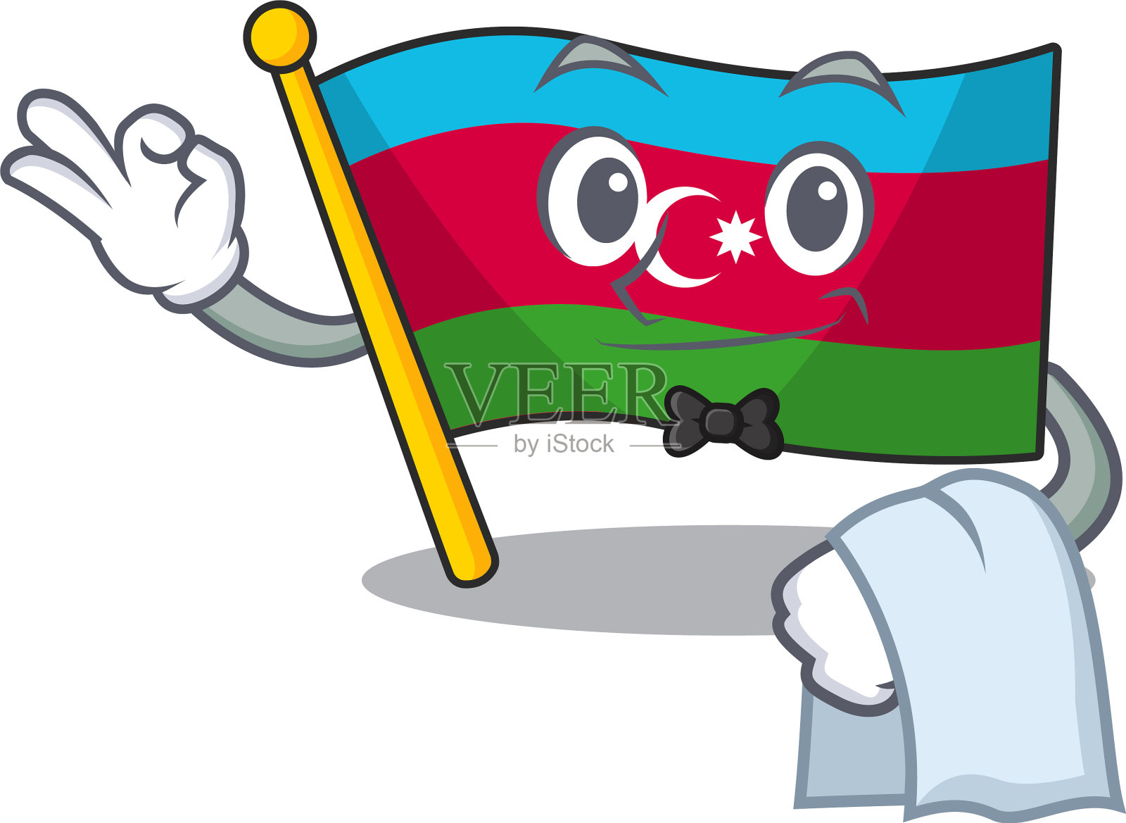 国旗阿塞拜疆字符上的一个程式化的服务员插画图片素材