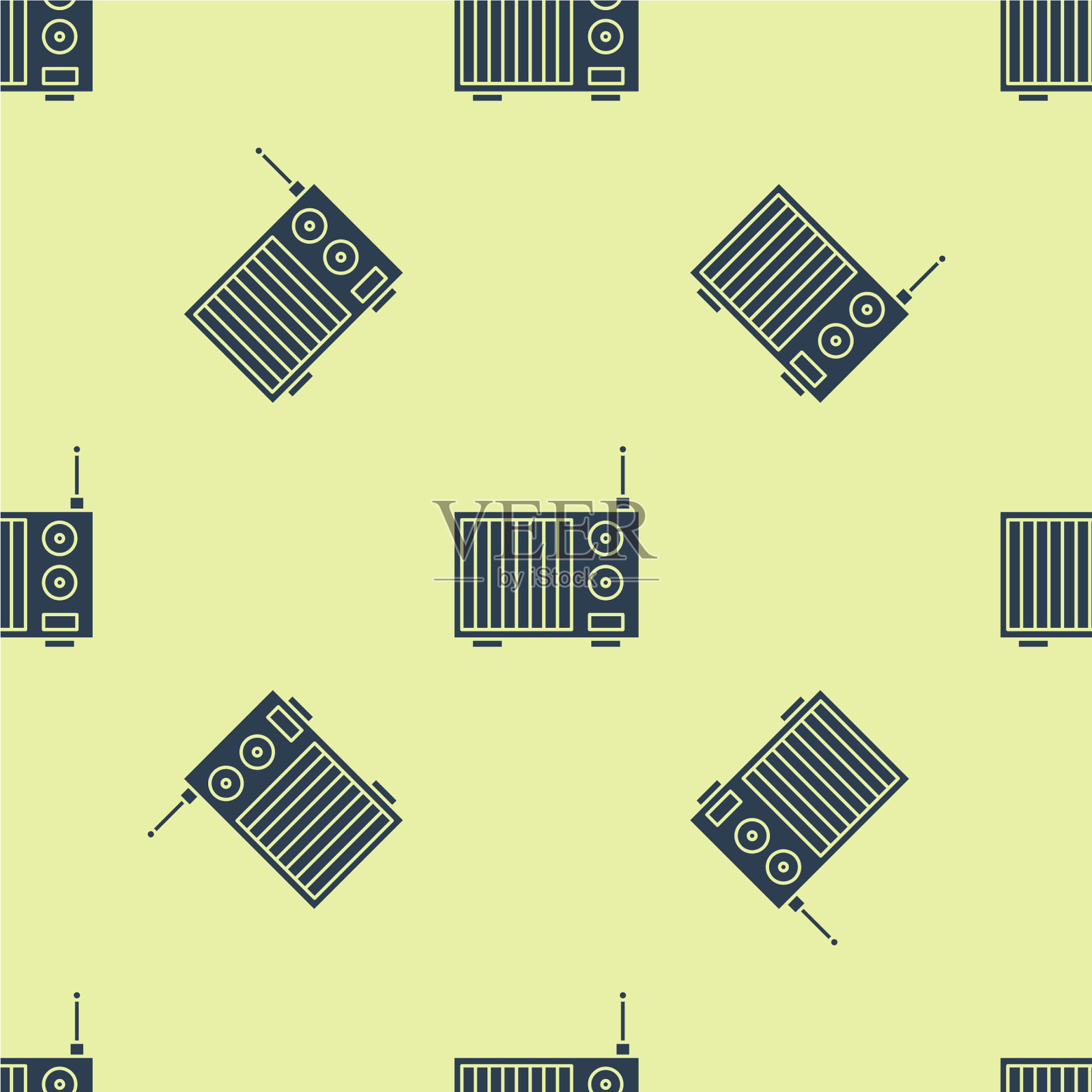 蓝色无线电与天线图标隔离无缝插画图片素材