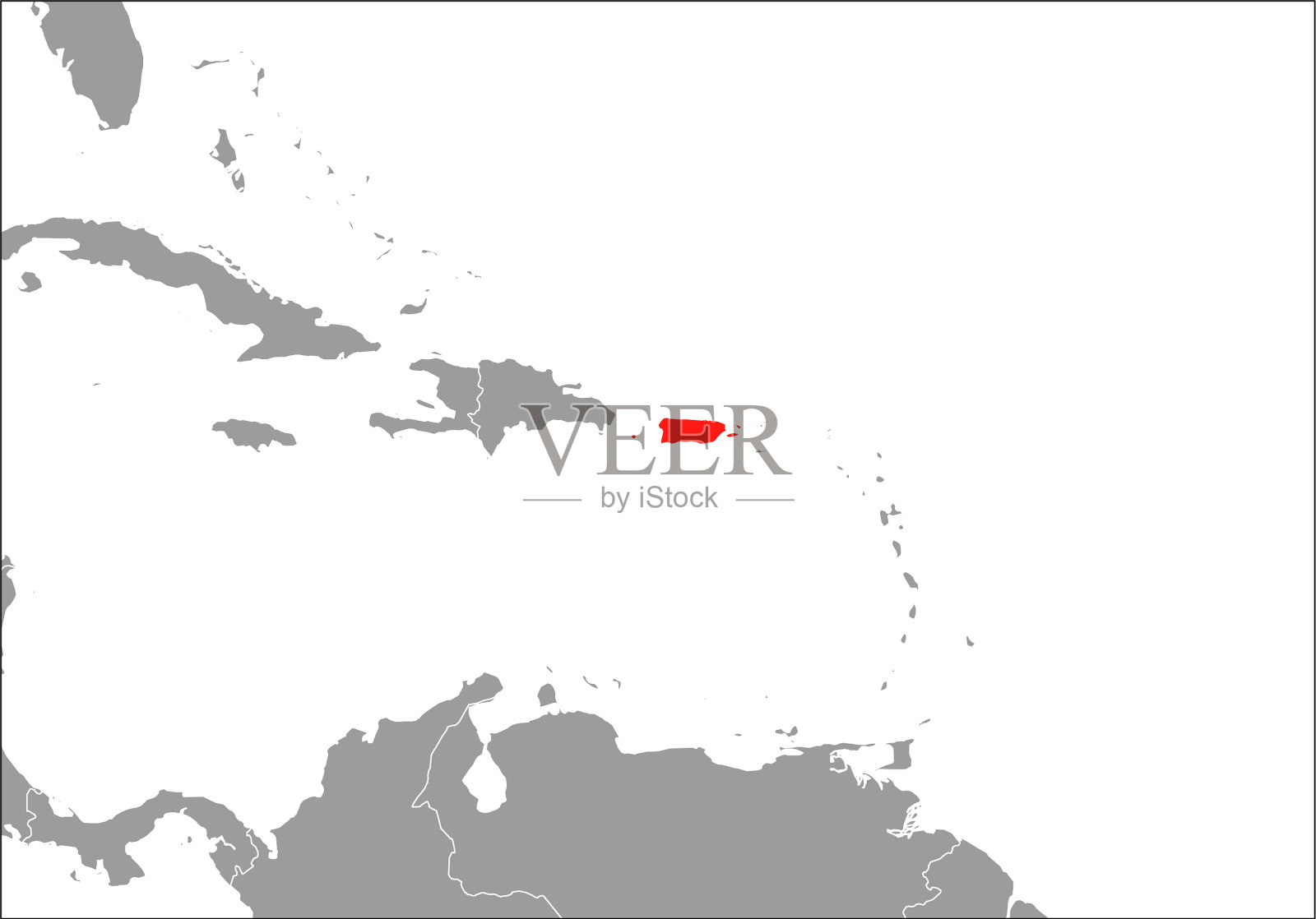 波多黎各地图以灰色为基础插画图片素材