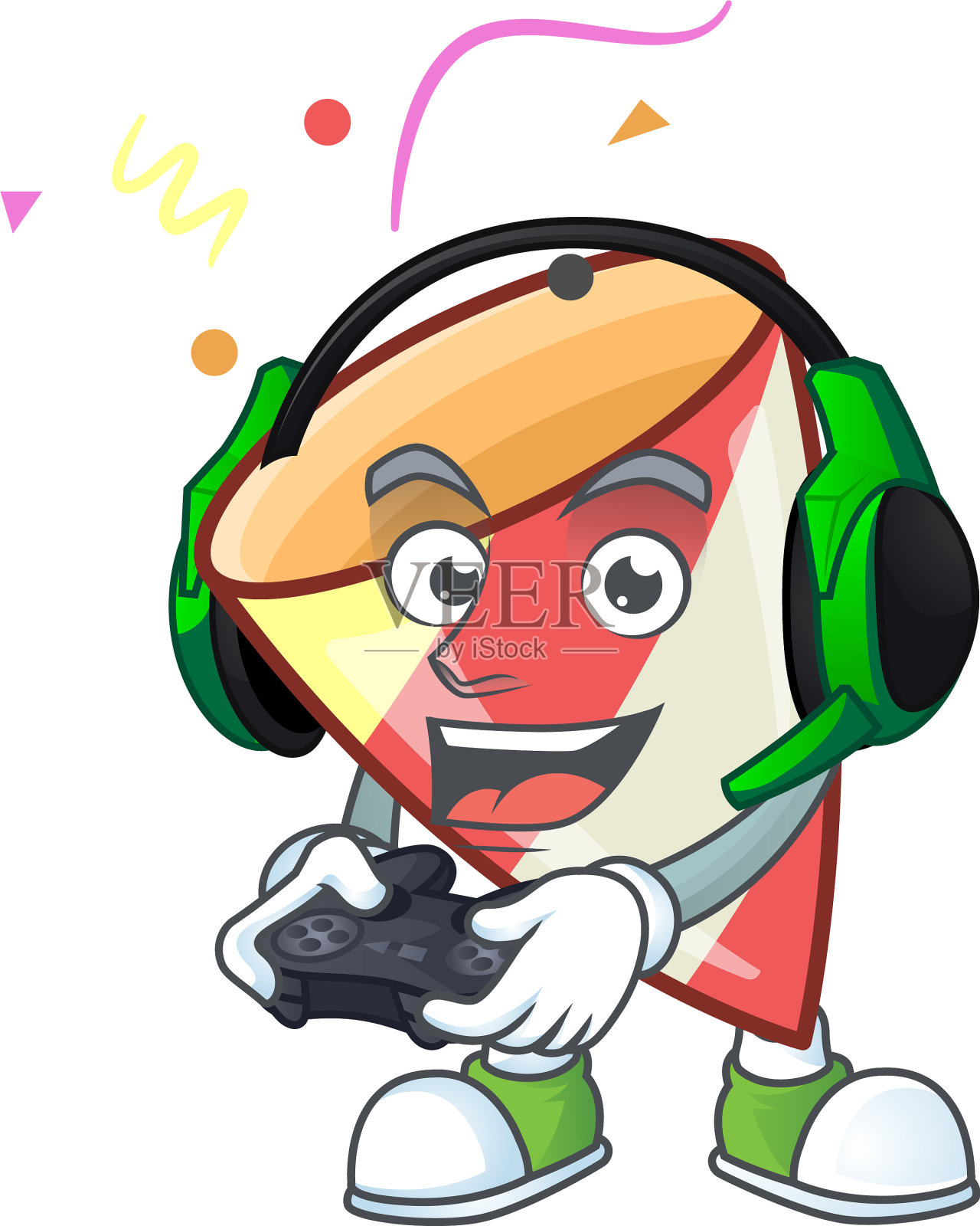 玩家用五彩纸屑爆炸卡通人物设计元素图片