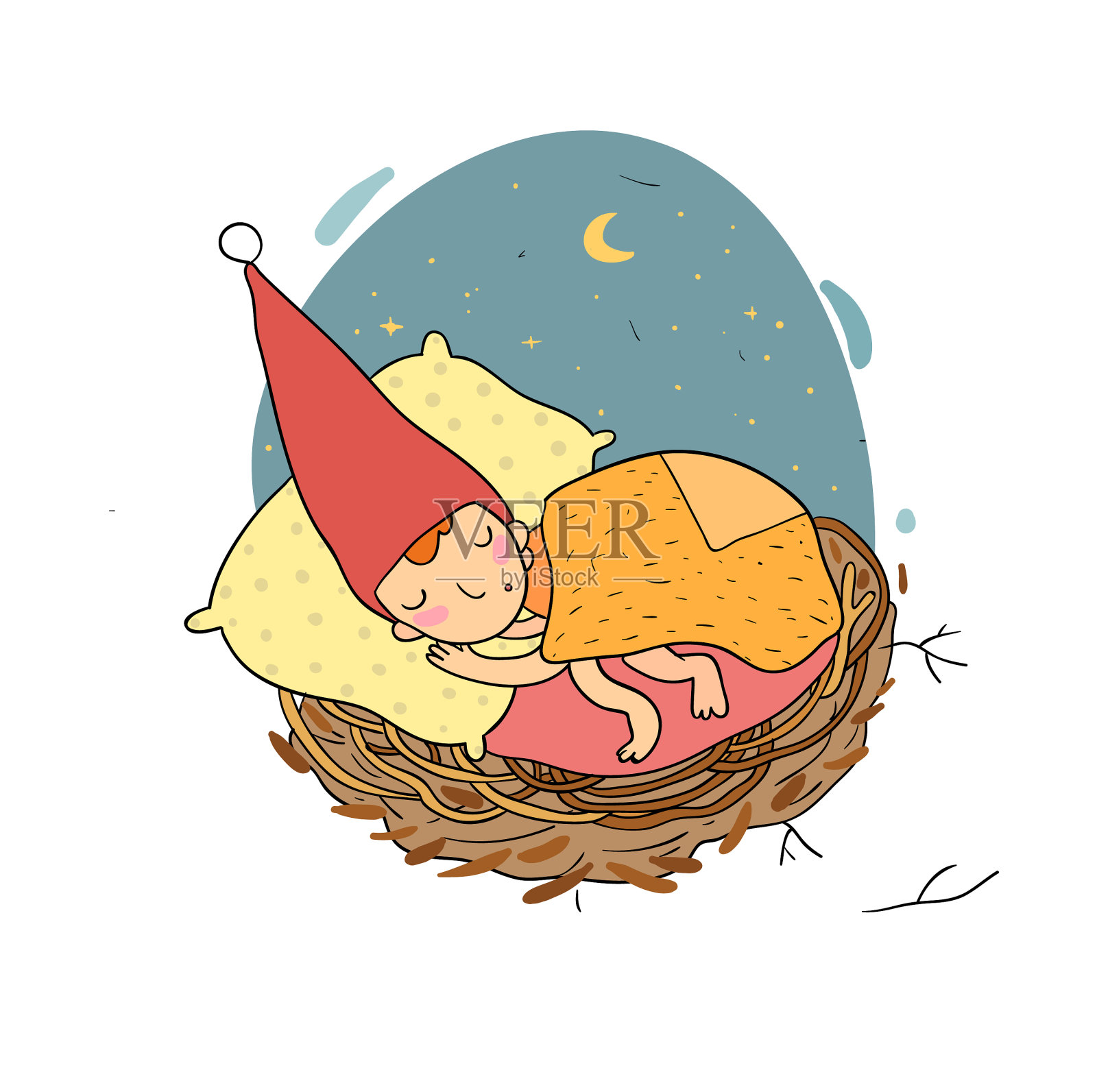 可爱的卡通侏儒圣诞精灵森林设计元素图片