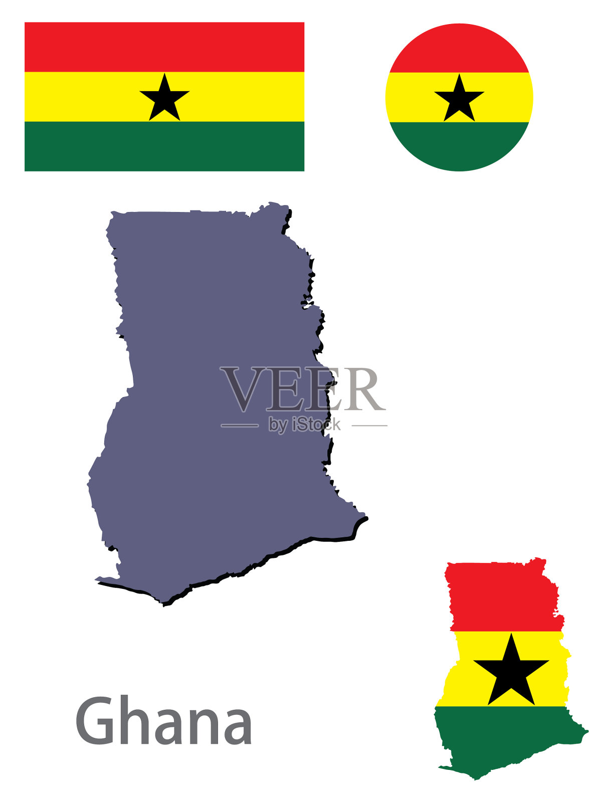 加纳国家剪影和国旗插画图片素材