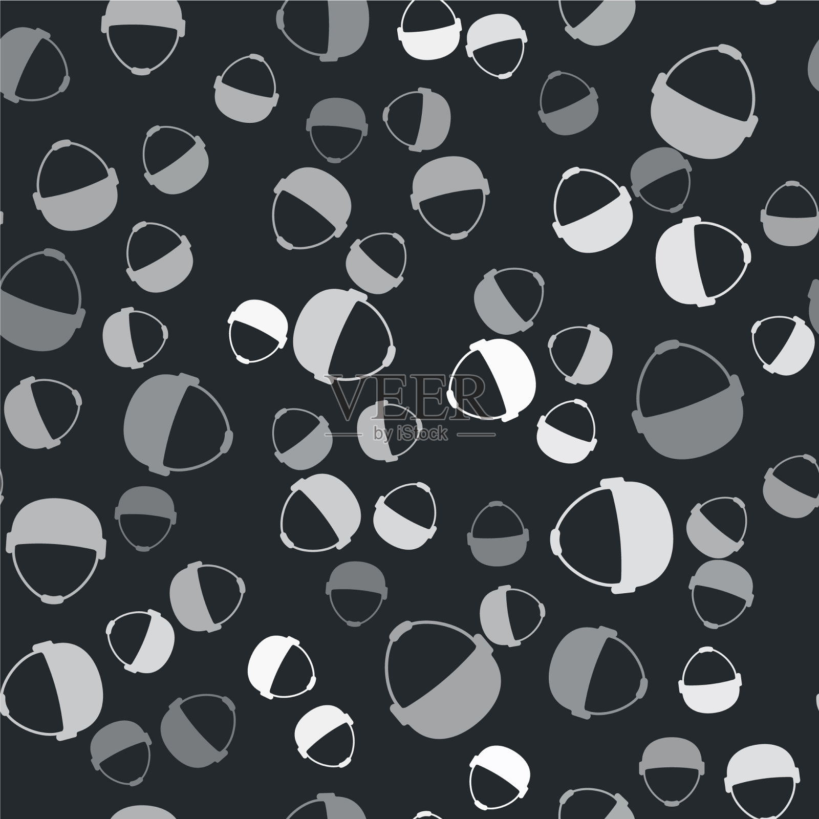 灰色军用头盔图标孤立无缝插画图片素材