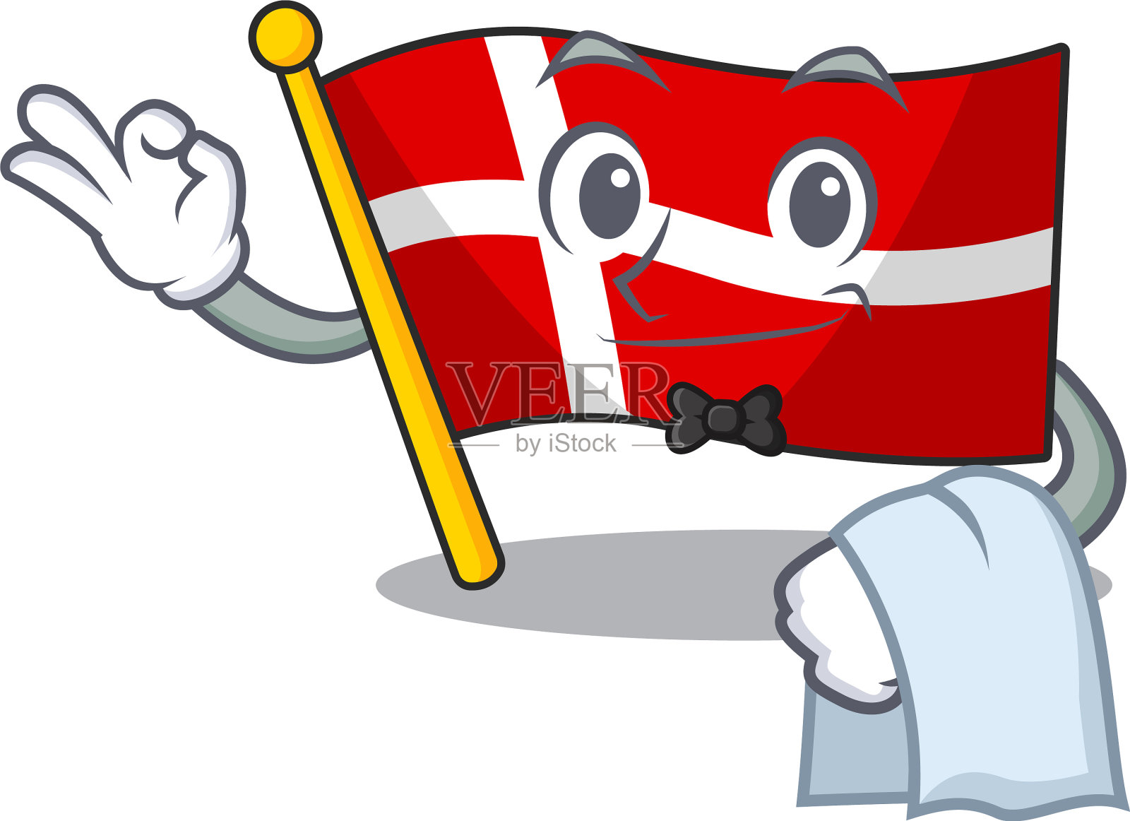 丹麦国旗人物在一个程式化的服务员外观设计元素图片