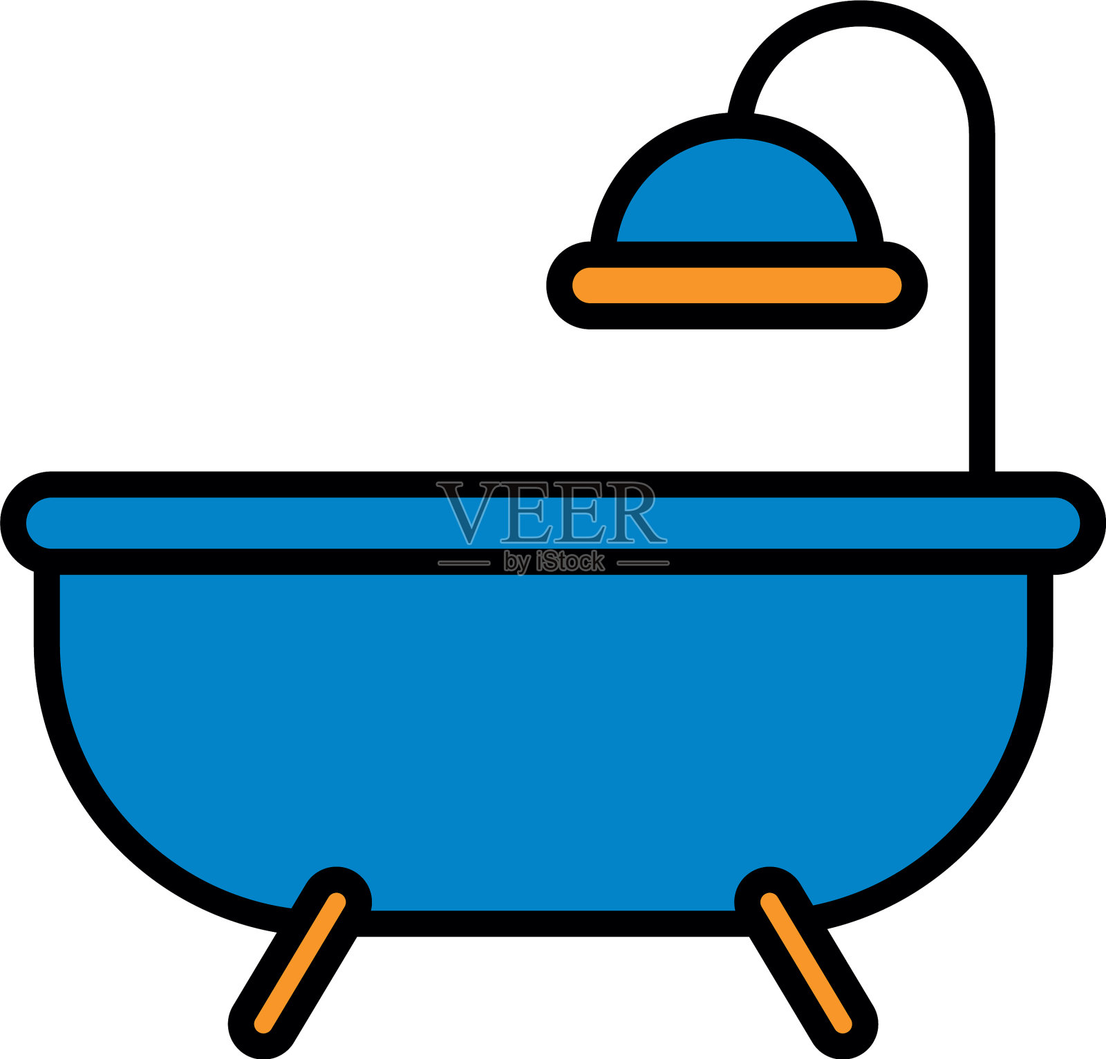 浴缸淋浴房浴室图标插画图片素材