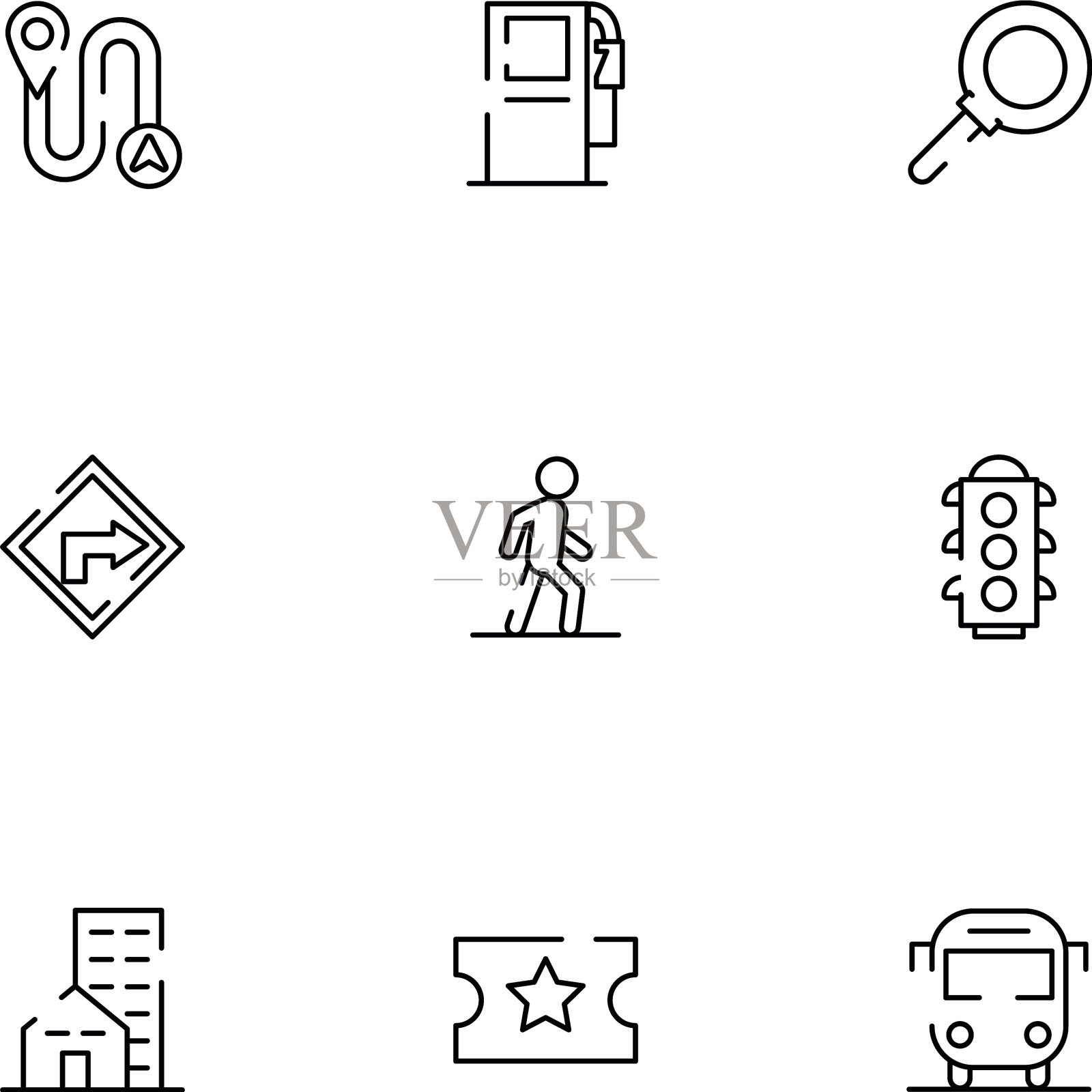 捆绑地图和导航图标图标素材