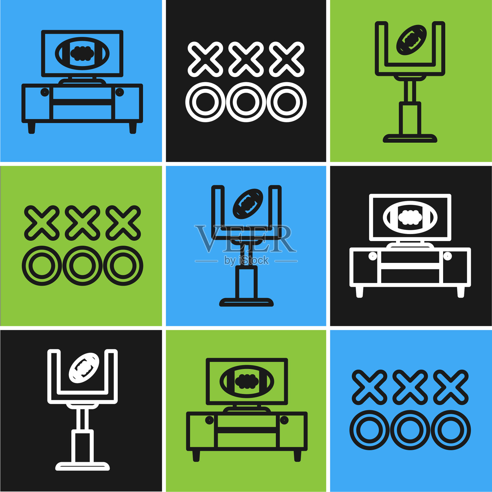 定线美式足球电视节目和插画图片素材