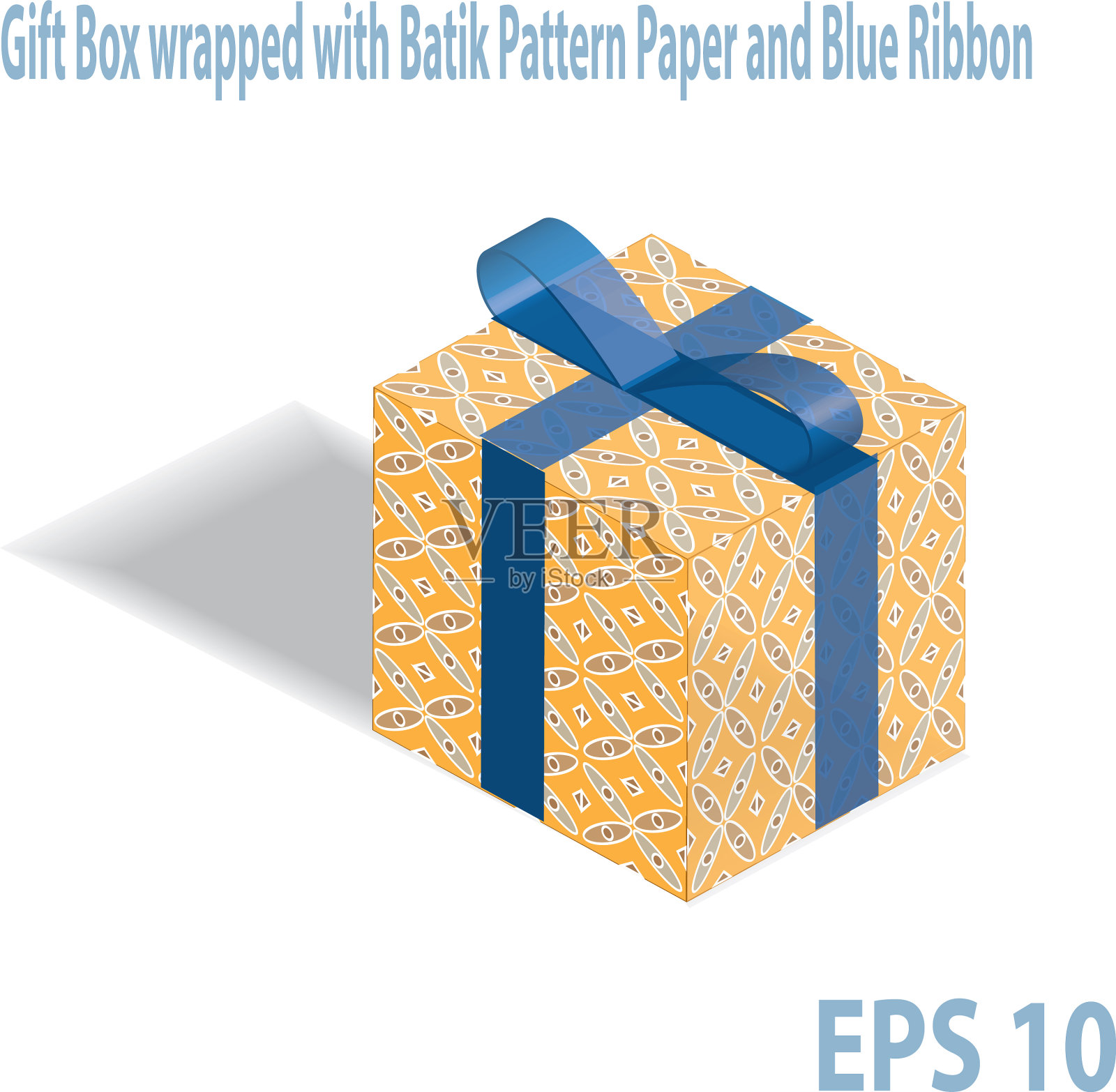 用蜡染纸和丝带包装的礼盒插画图片素材