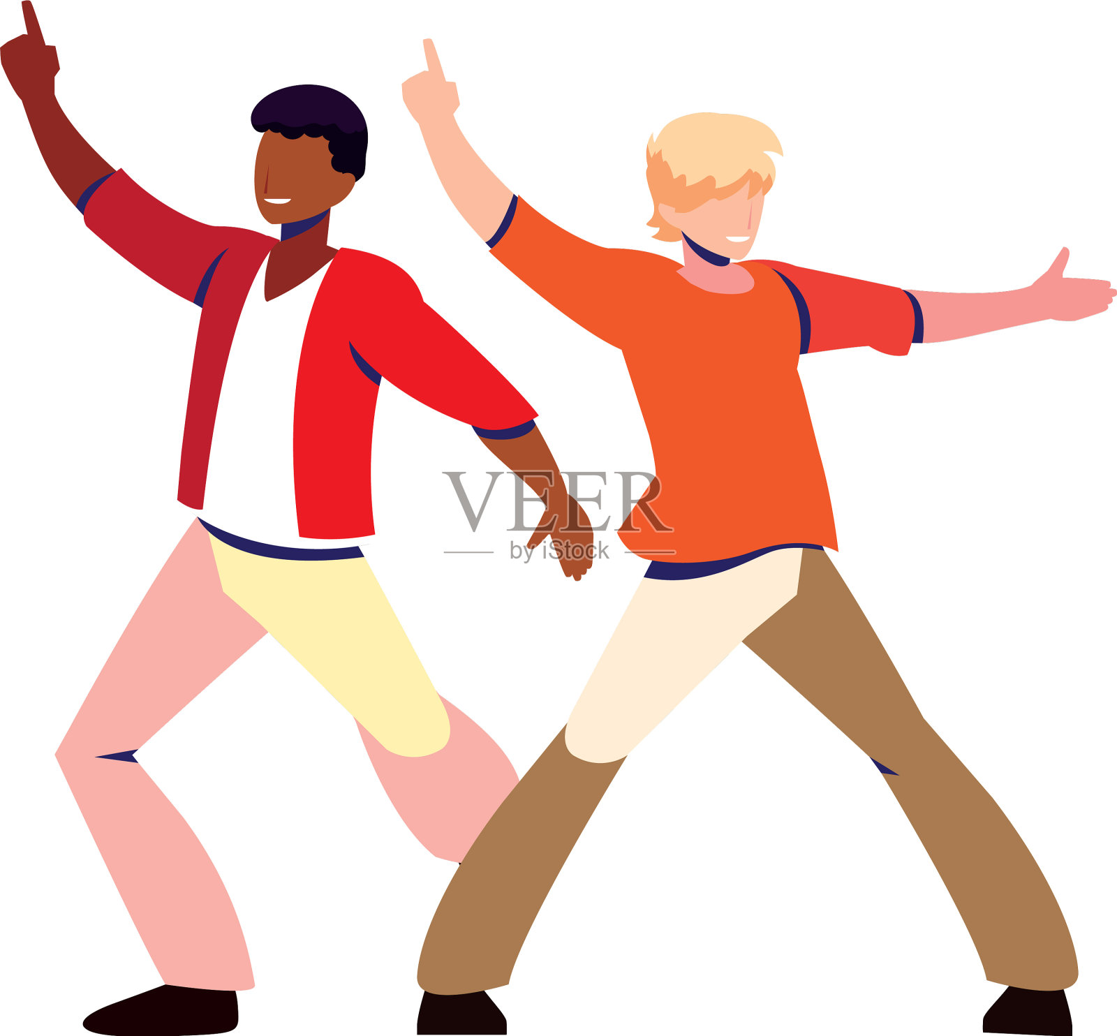 男人们在白色背景上摆姿势跳舞设计元素图片