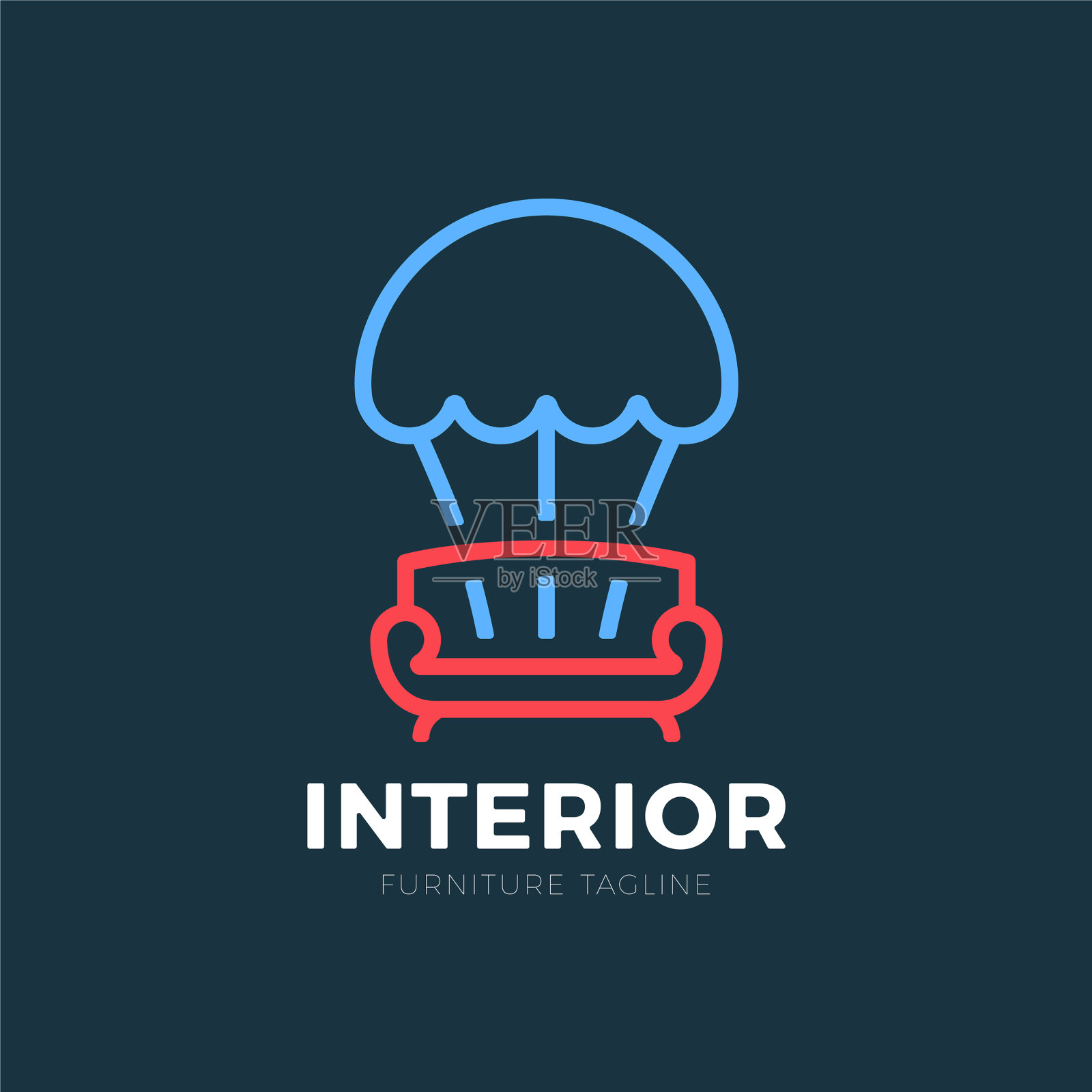 室内沙发和降落伞家具业务插画图片素材