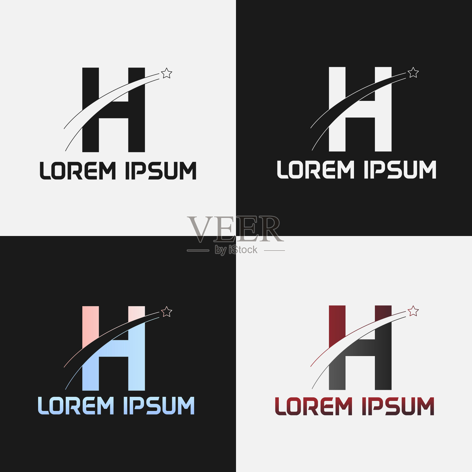 首字母h与道路和星星设计插画图片素材