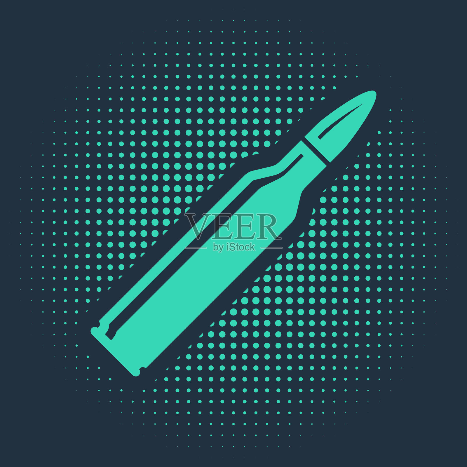 绿色子弹图标孤立在蓝色背景插画图片素材