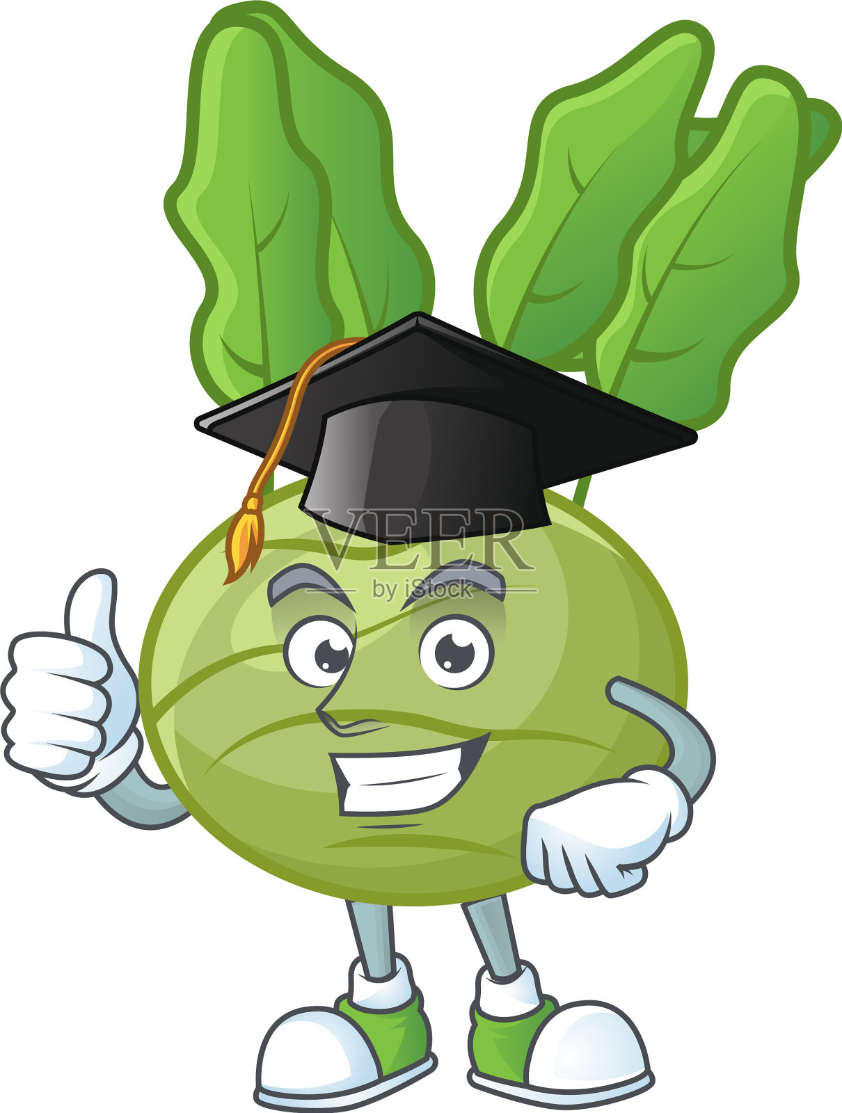 快乐的大头菜戴着黑色的毕业帽设计元素图片