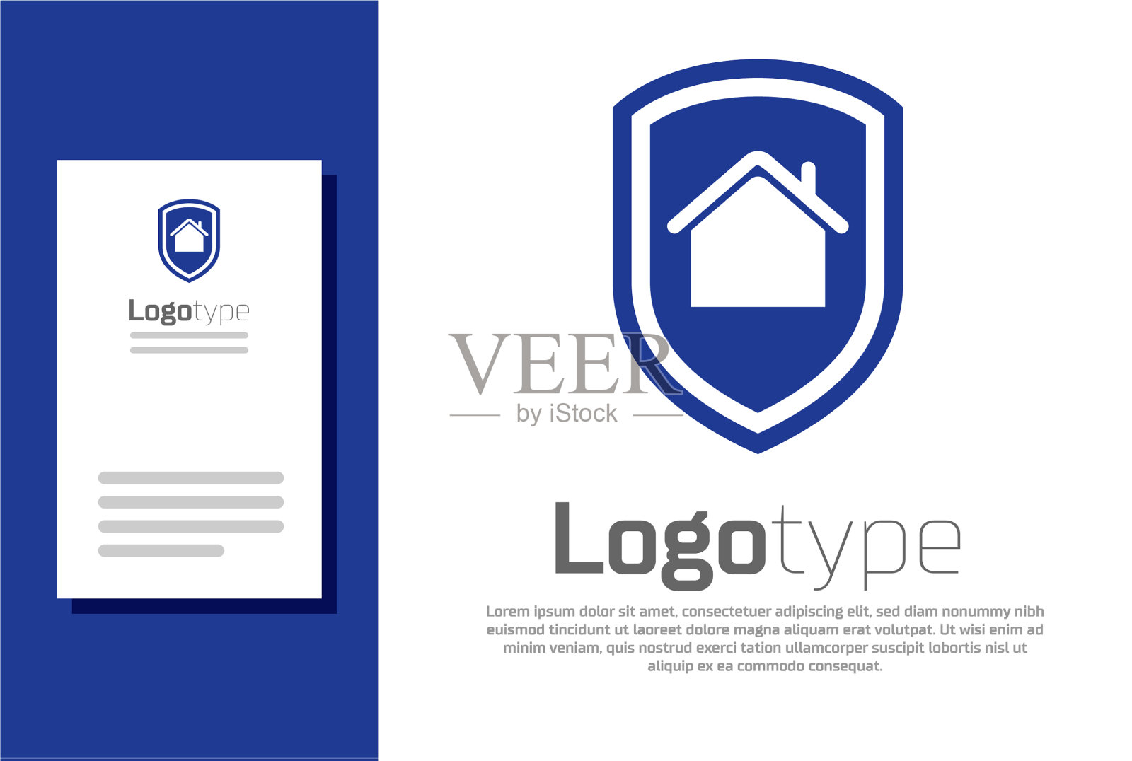 蓝色的房子在保护图标隔离在白色图标素材