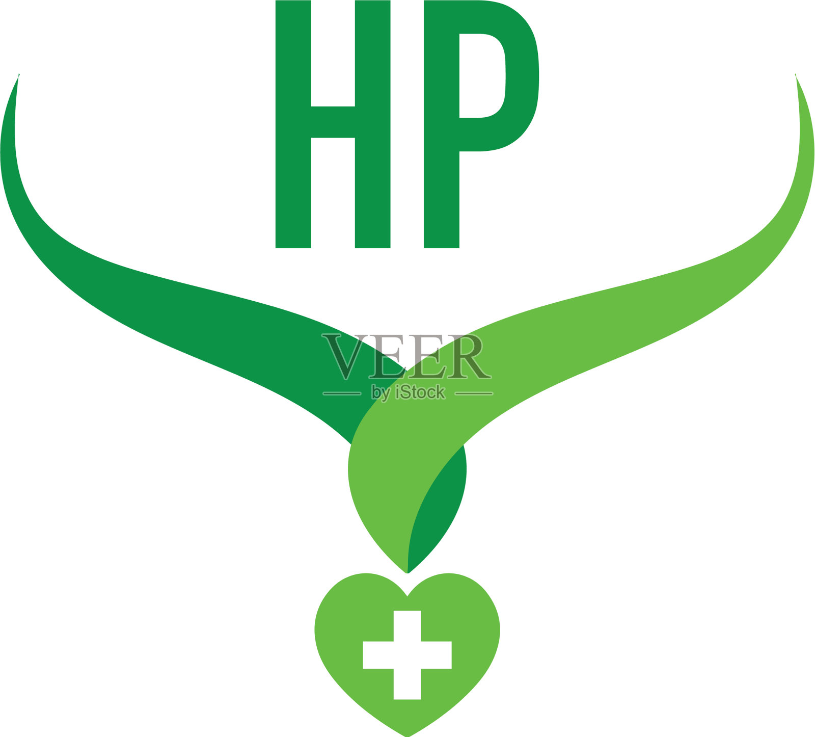 首字母HP创意健康绿色标志插画图片素材