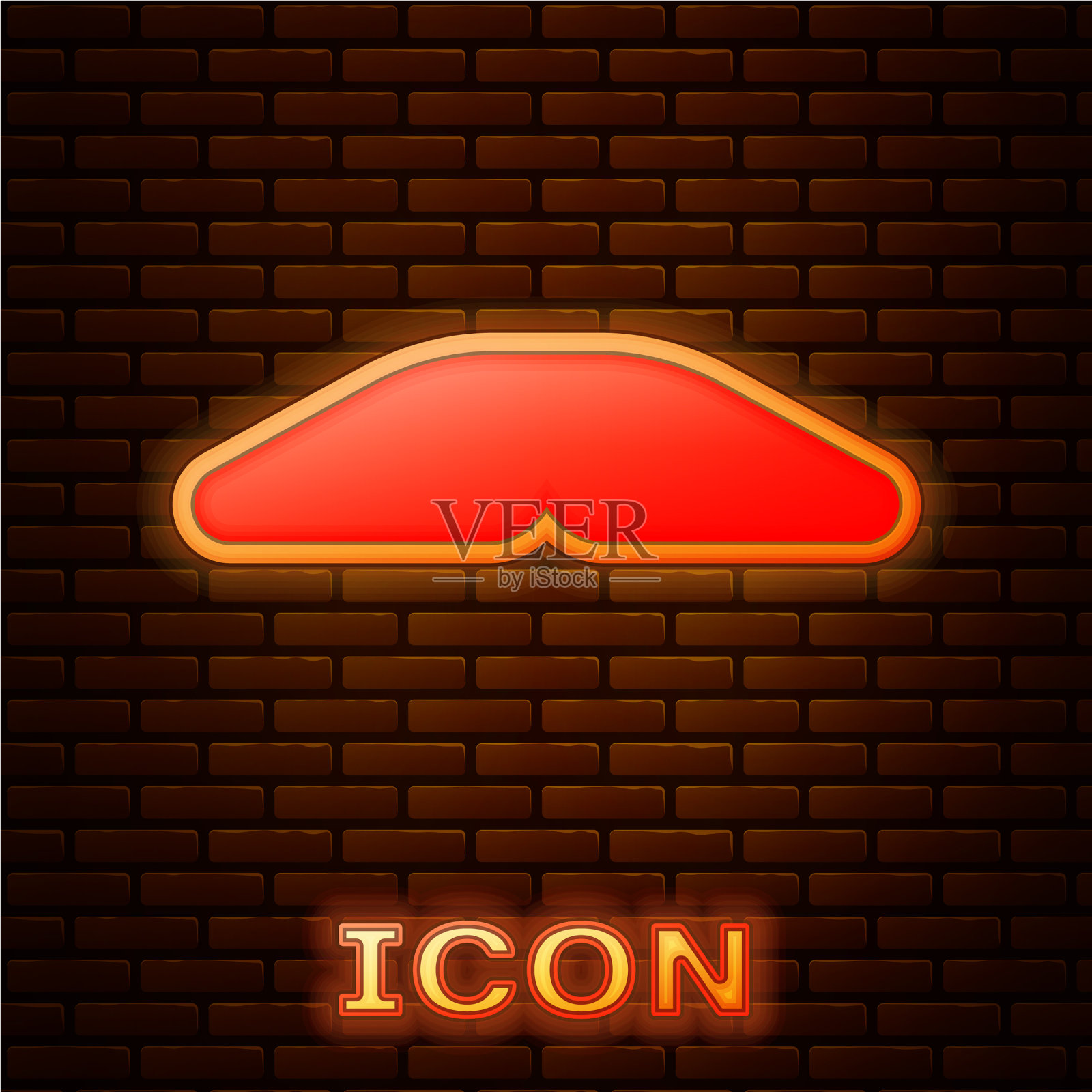 霓虹灯自制馅饼图标孤立在砖上图标素材