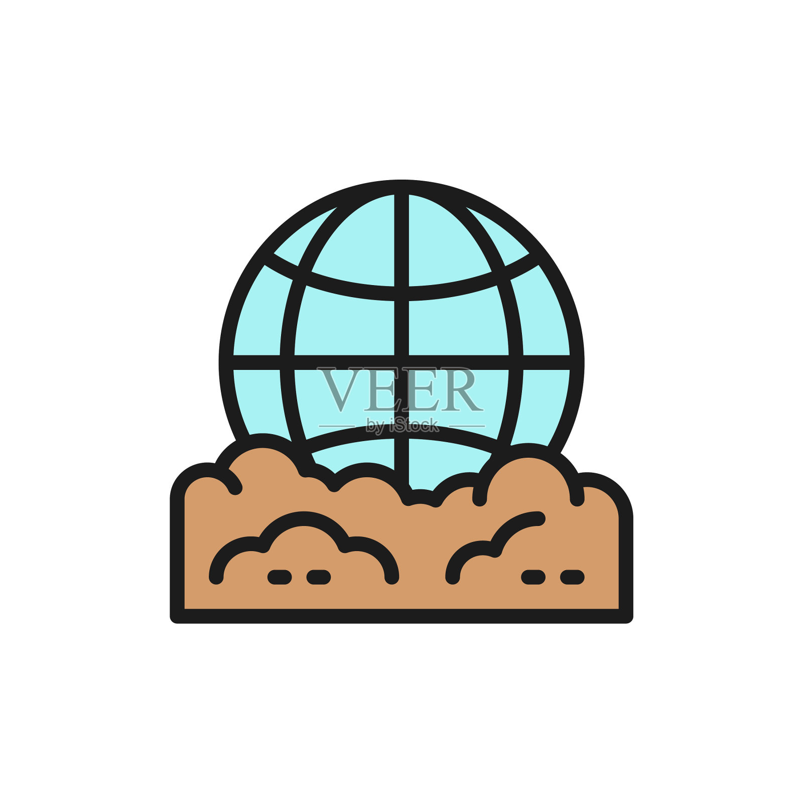 污染地球地球垃圾平色图标素材