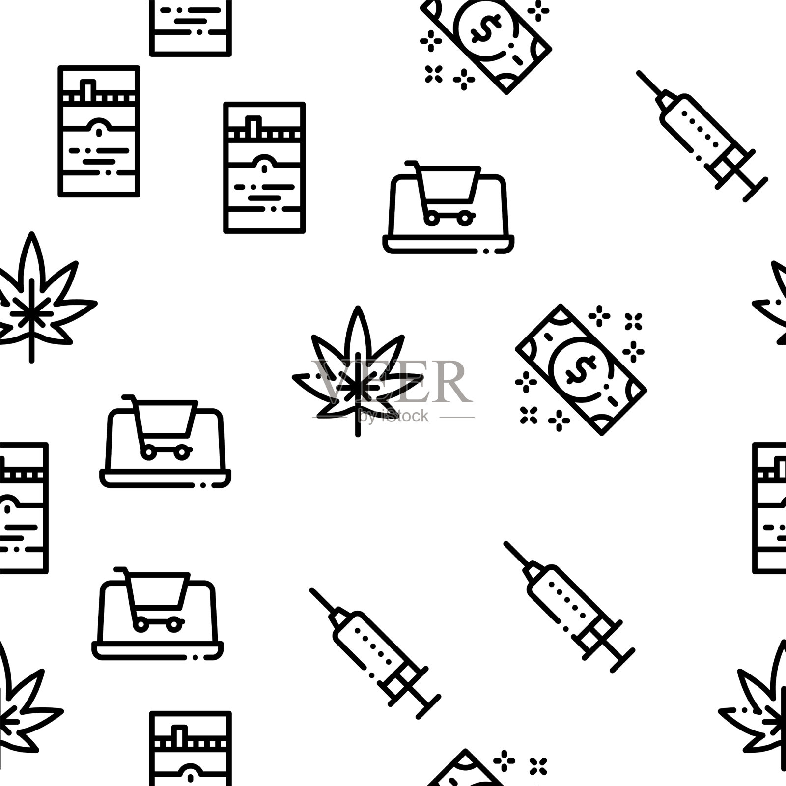 成瘾不良习惯无缝模式插画图片素材