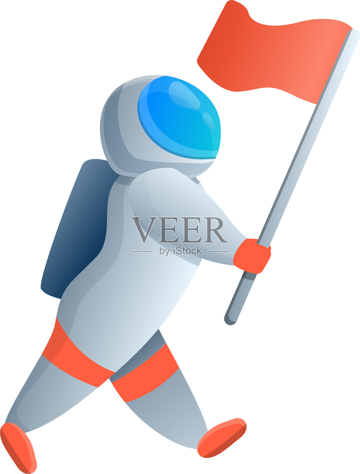 宇航员红旗图标卡通风格设计元素图片