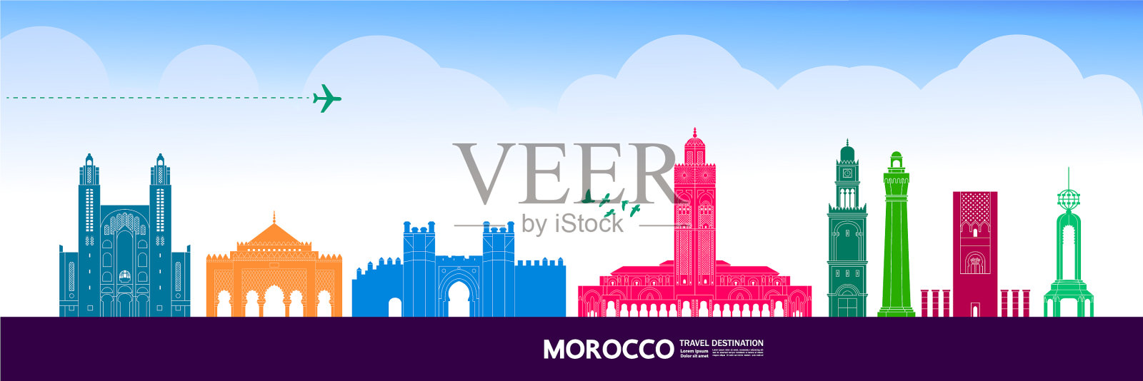 摩洛哥旅游目的地插画图片素材