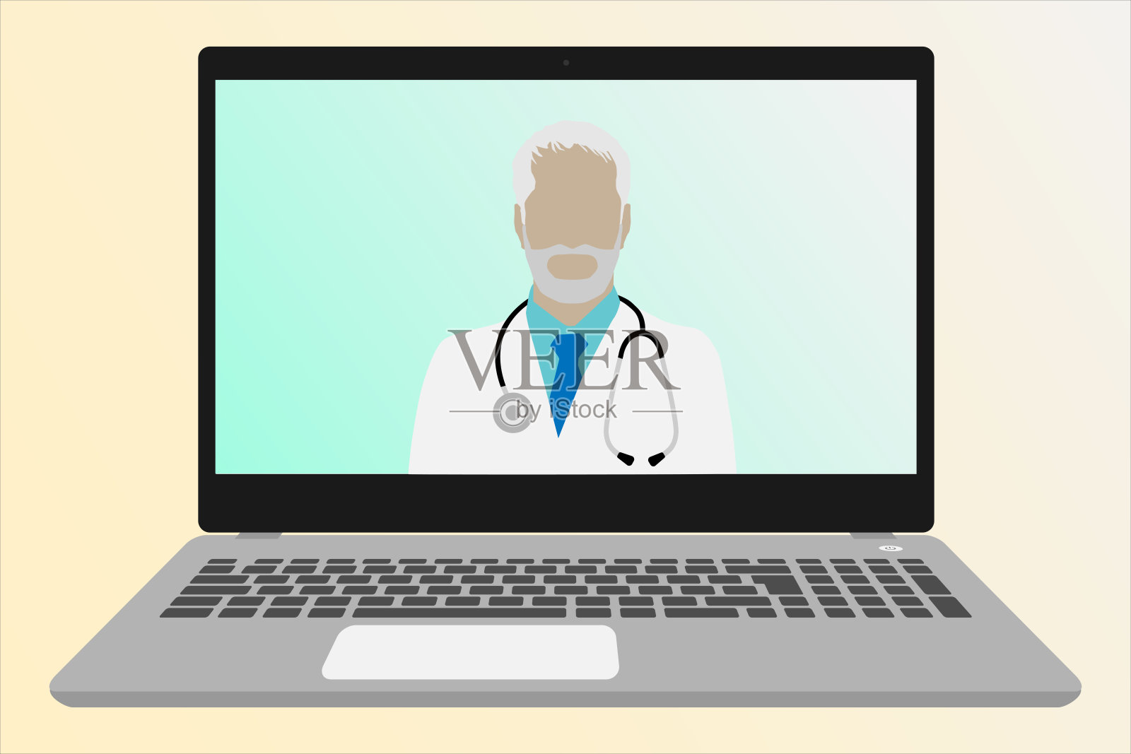 有医生和笔记本电脑矢量图的在线健康检查设计元素图片