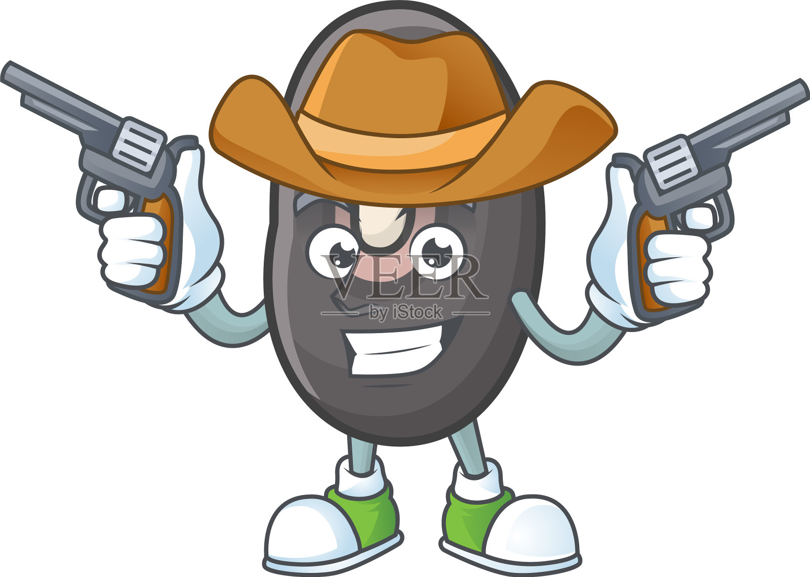 微笑黑豆吉祥物偶像牛仔设计元素图片