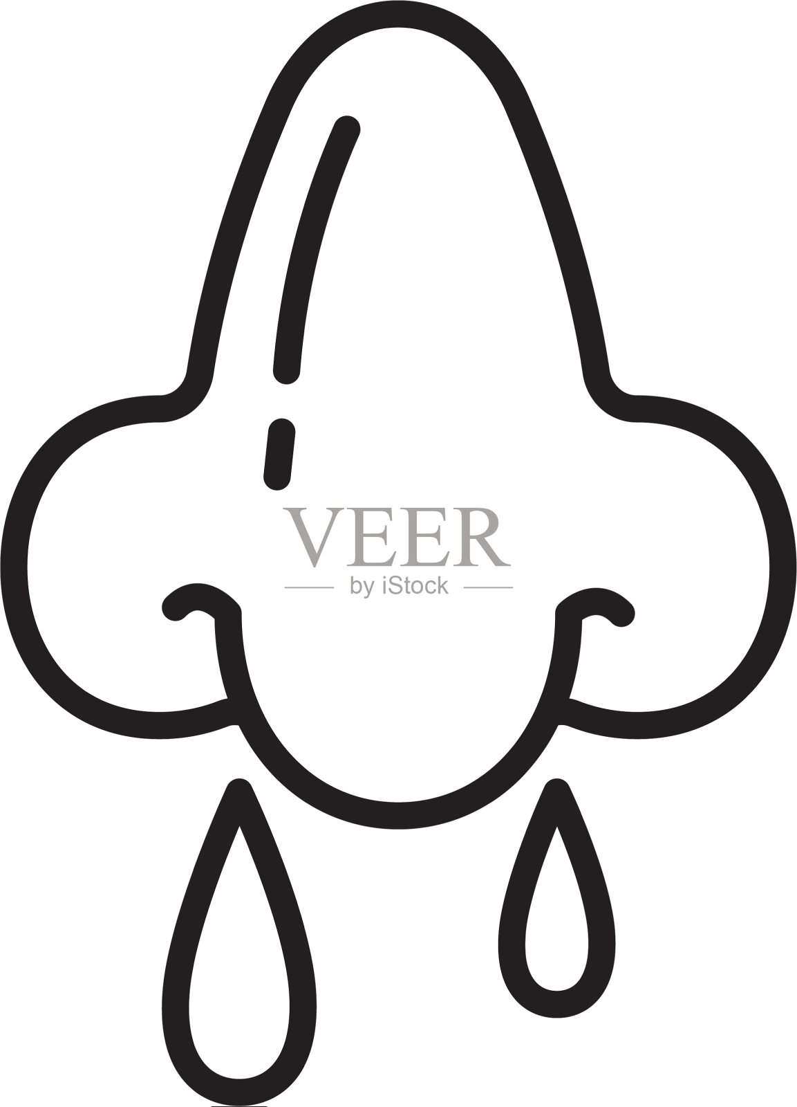 黑色线流鼻图标孤立在白色上插画图片素材