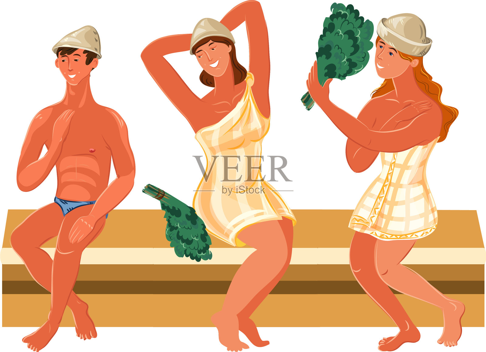 男女角色享受着热气设计元素图片