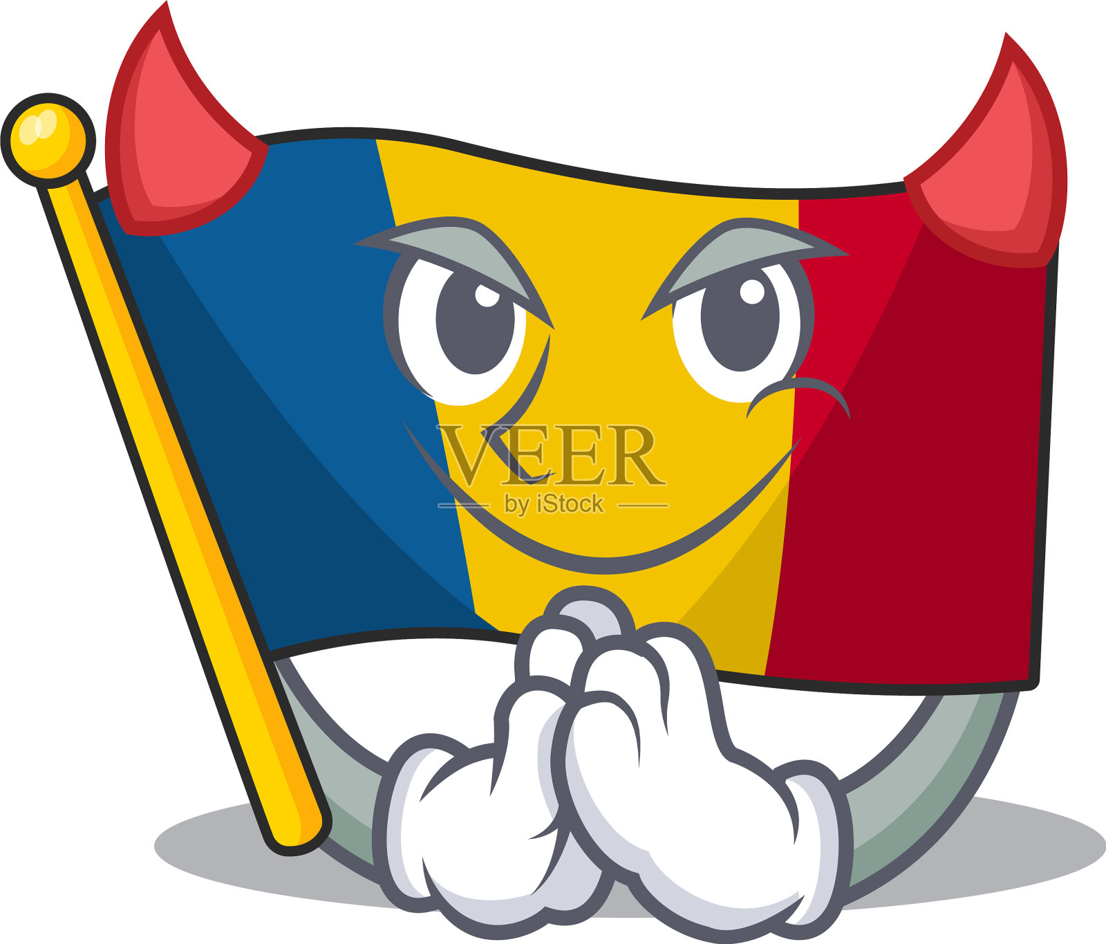 魔鬼卡通人物旗查德卷轴设计设计元素图片