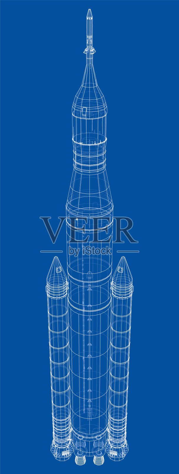 太空火箭概念大纲。向量插画图片素材