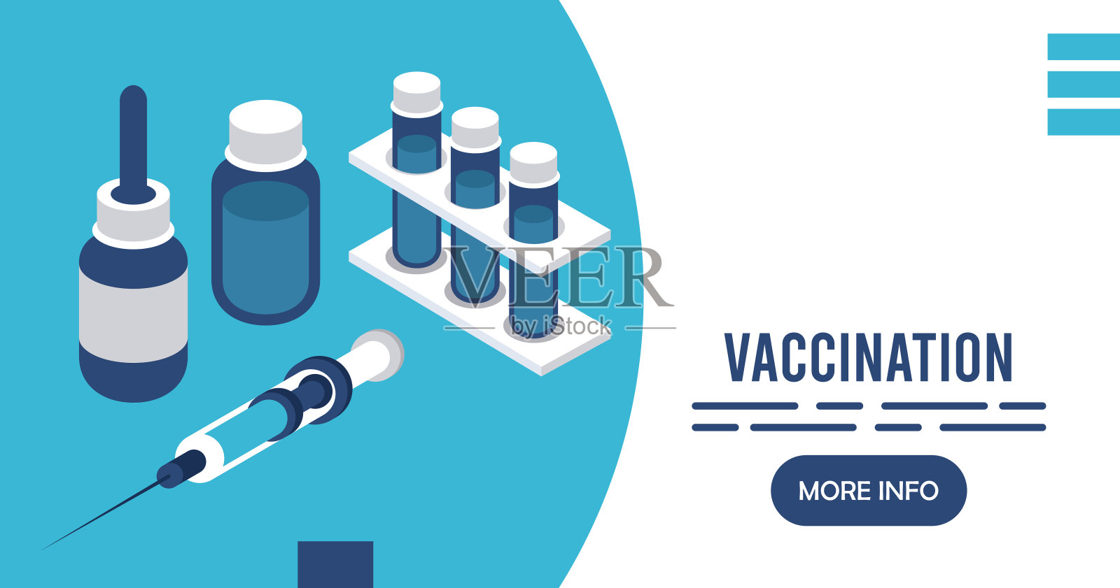 注射疫苗服务与等距图标插画图片素材