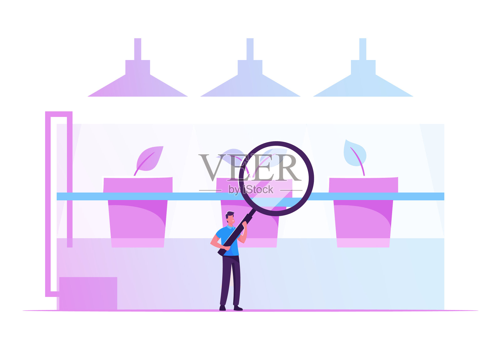 智能生态农场的水培技术插画图片素材