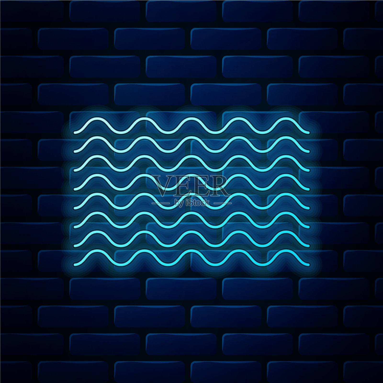 霓虹灯图标孤立在砖墙上插画图片素材