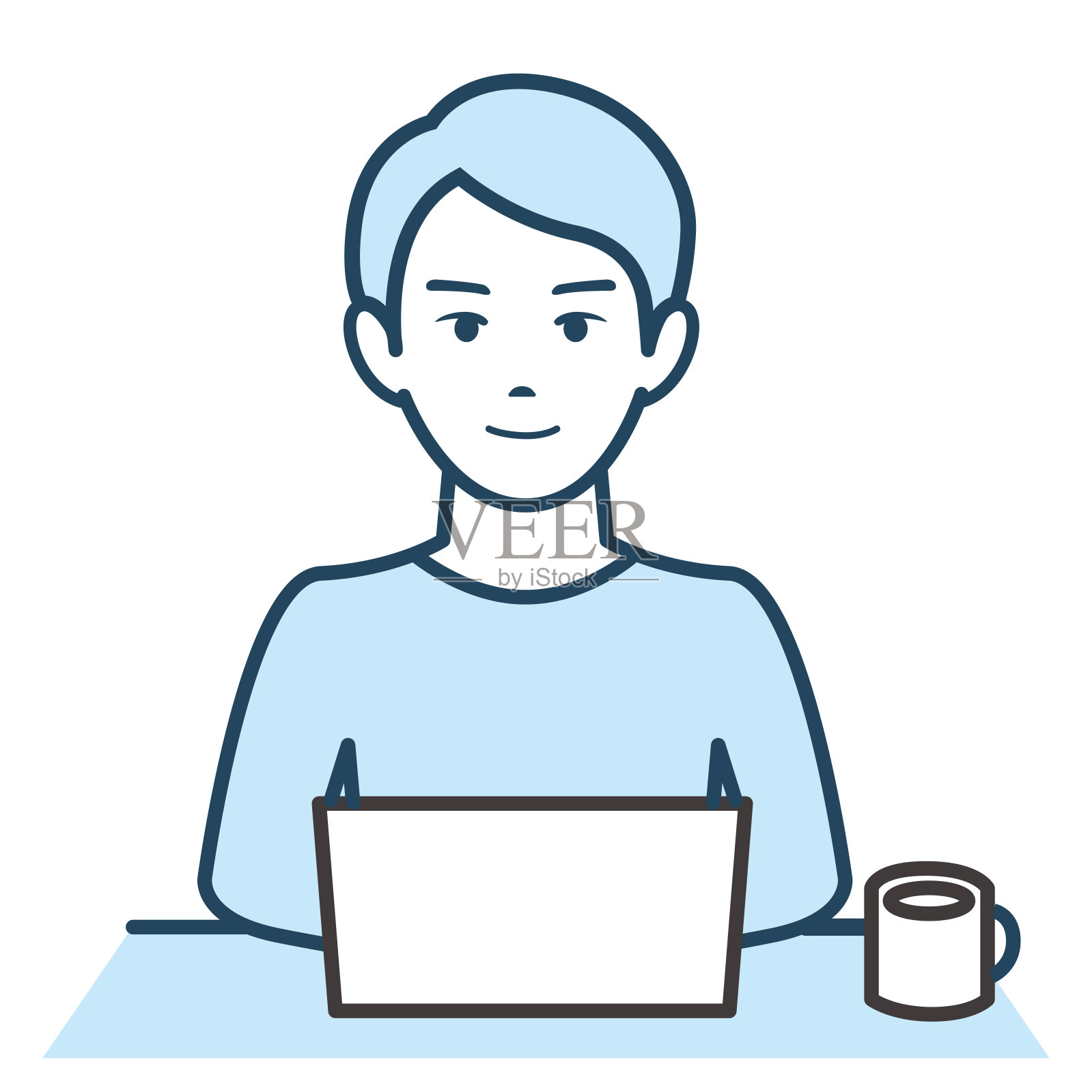 远程工作在家图标插画图片素材