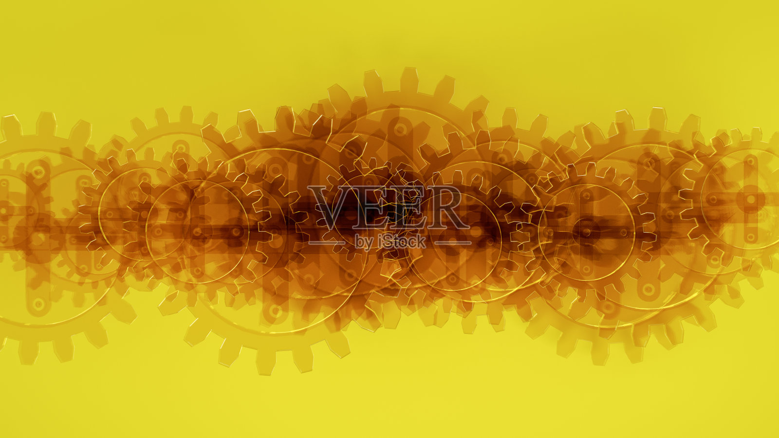 黄色背景的齿轮，最小的团队概念照片摄影图片
