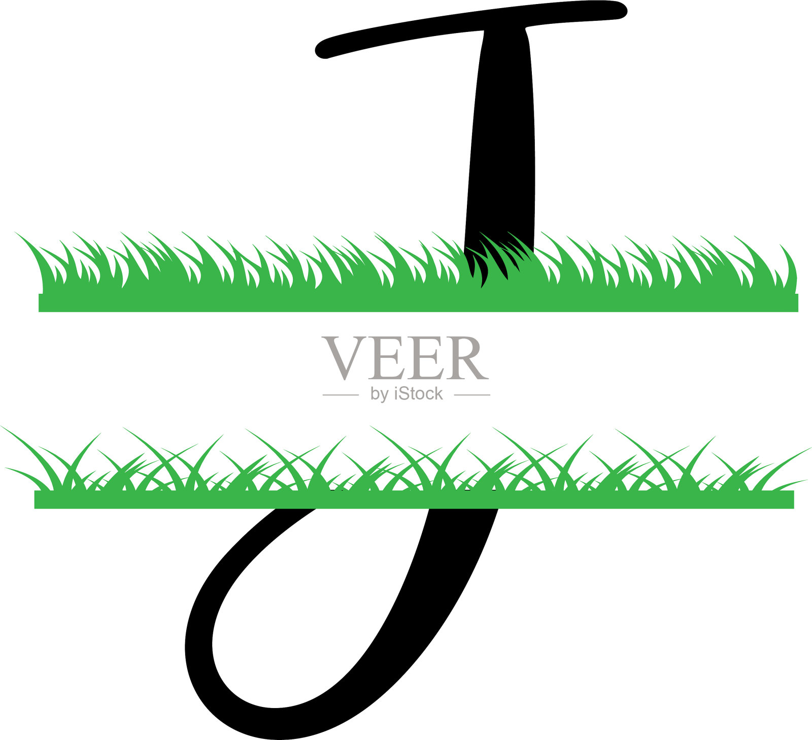 首字母j草交织字母分开字母孤立设计元素图片