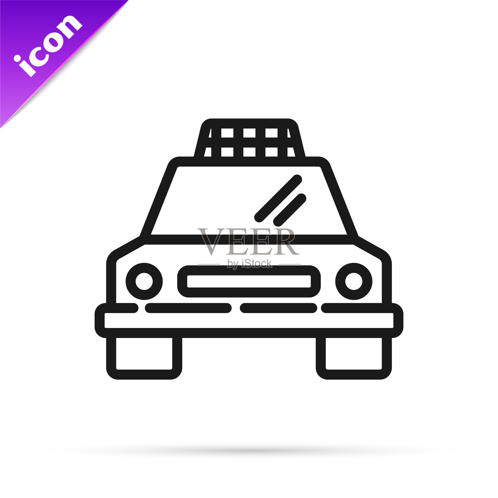 黑色线出租车图标孤立在白色插画图片素材