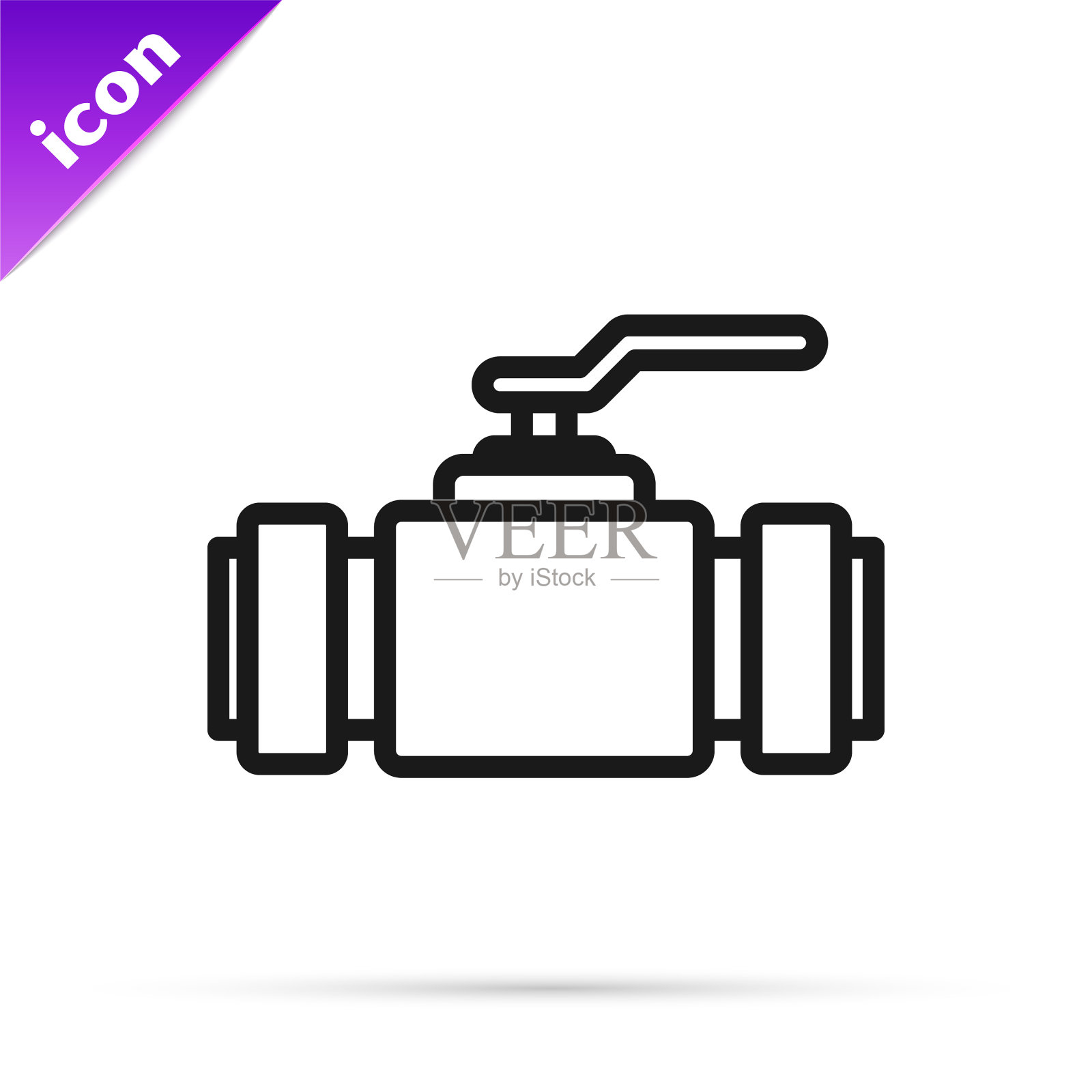 工业金属管道和阀门图标的黑线插画图片素材