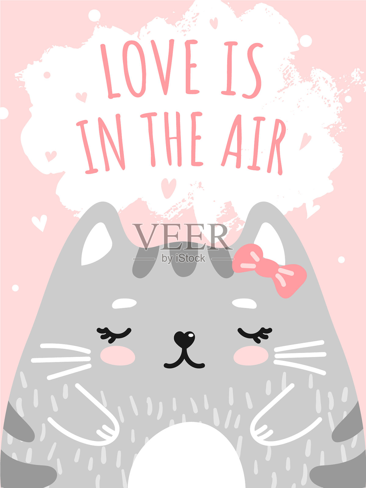 爱是在空中贺卡可爱的小猫插画图片素材