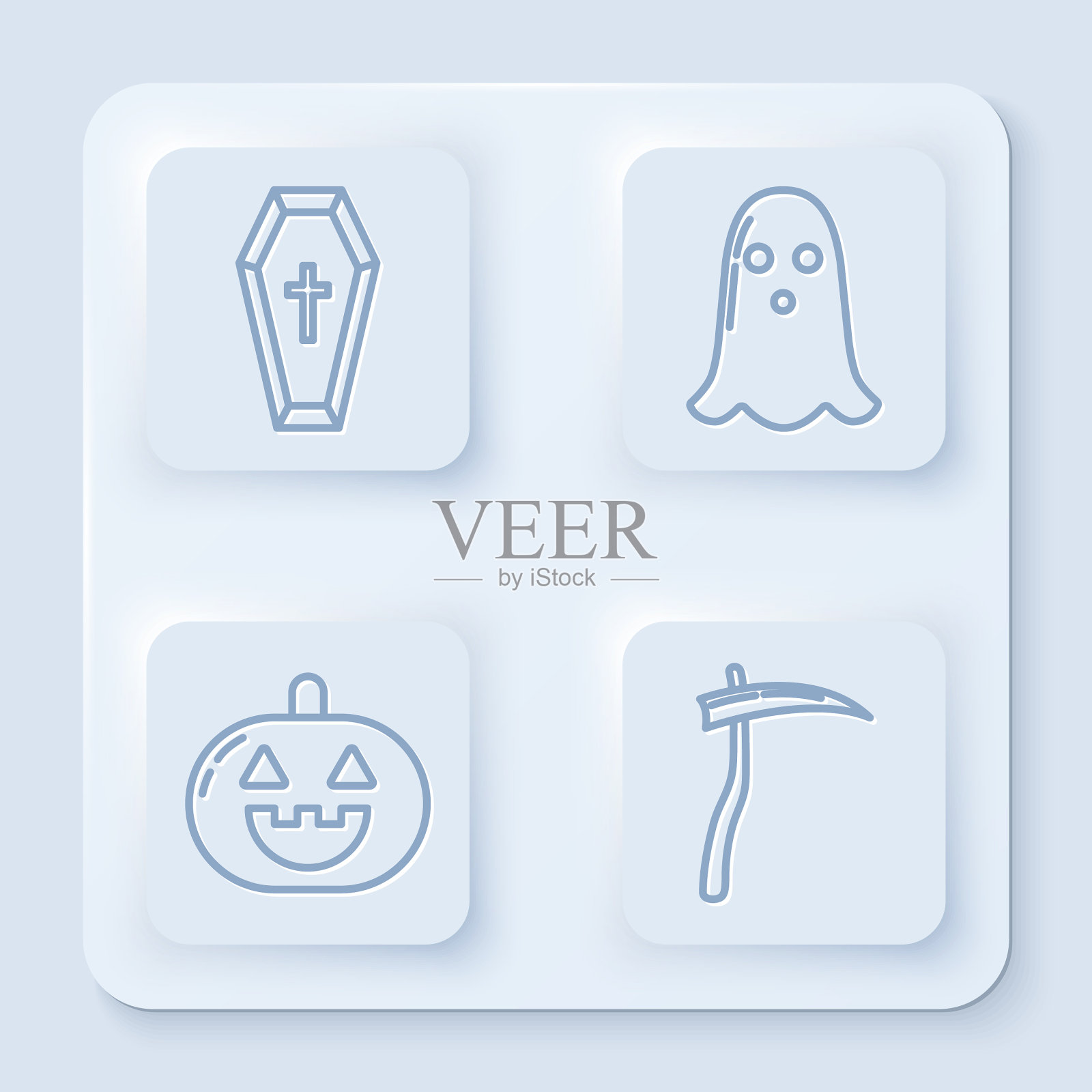 设线棺材与基督十字架鬼魂插画图片素材