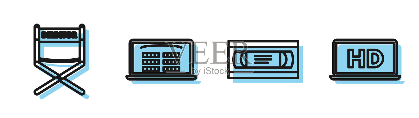 设置线VHS盒式录像带导演电影图标素材