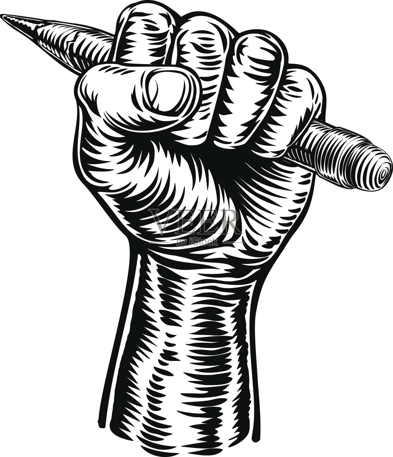 手拿着铅笔插画图片素材