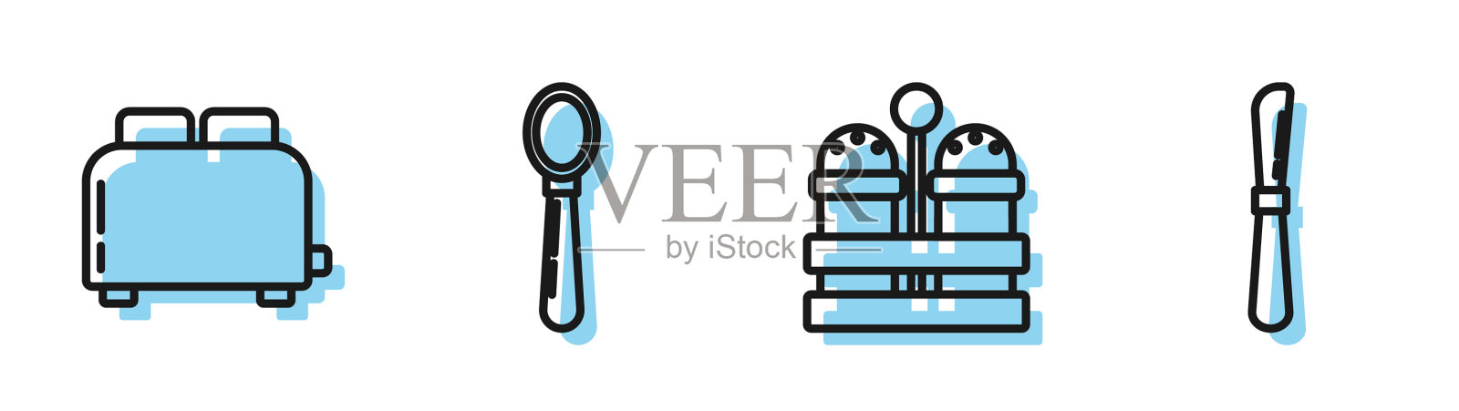 在烤面包机上放盐和胡椒图标素材