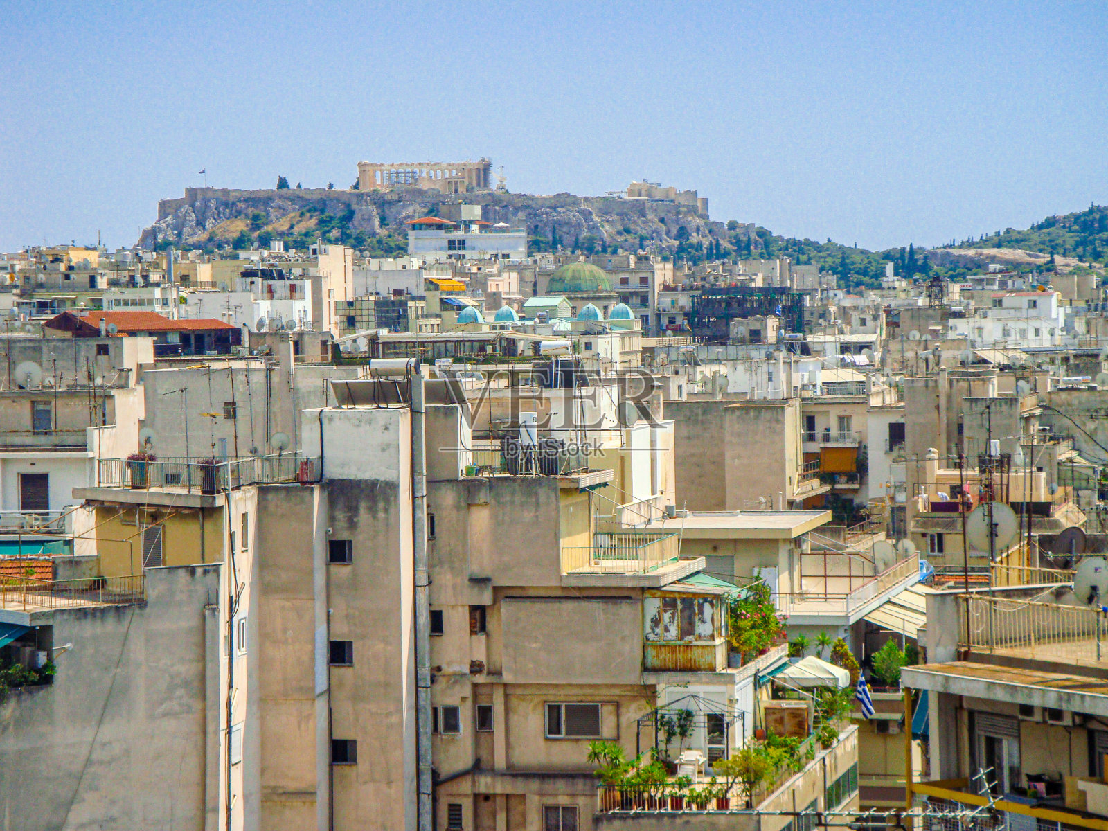 鸟瞰图雅典和雅典卫城，希腊照片摄影图片
