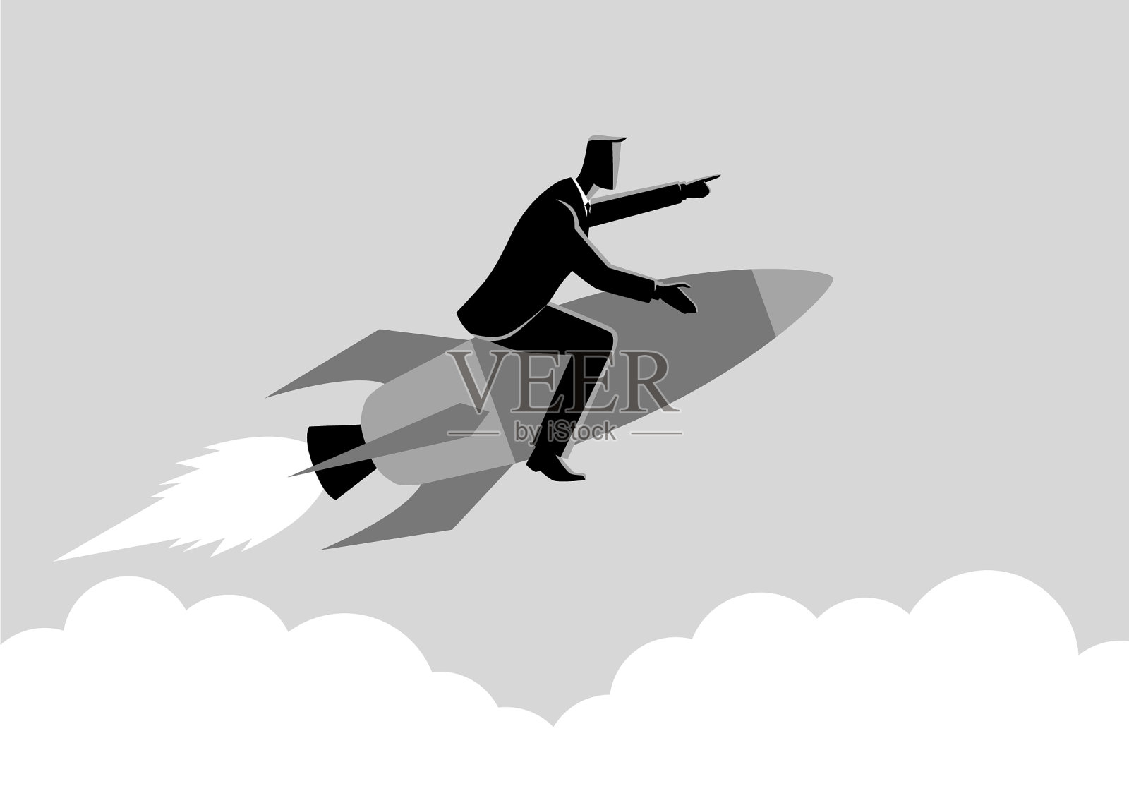 火箭上的商人插画图片素材