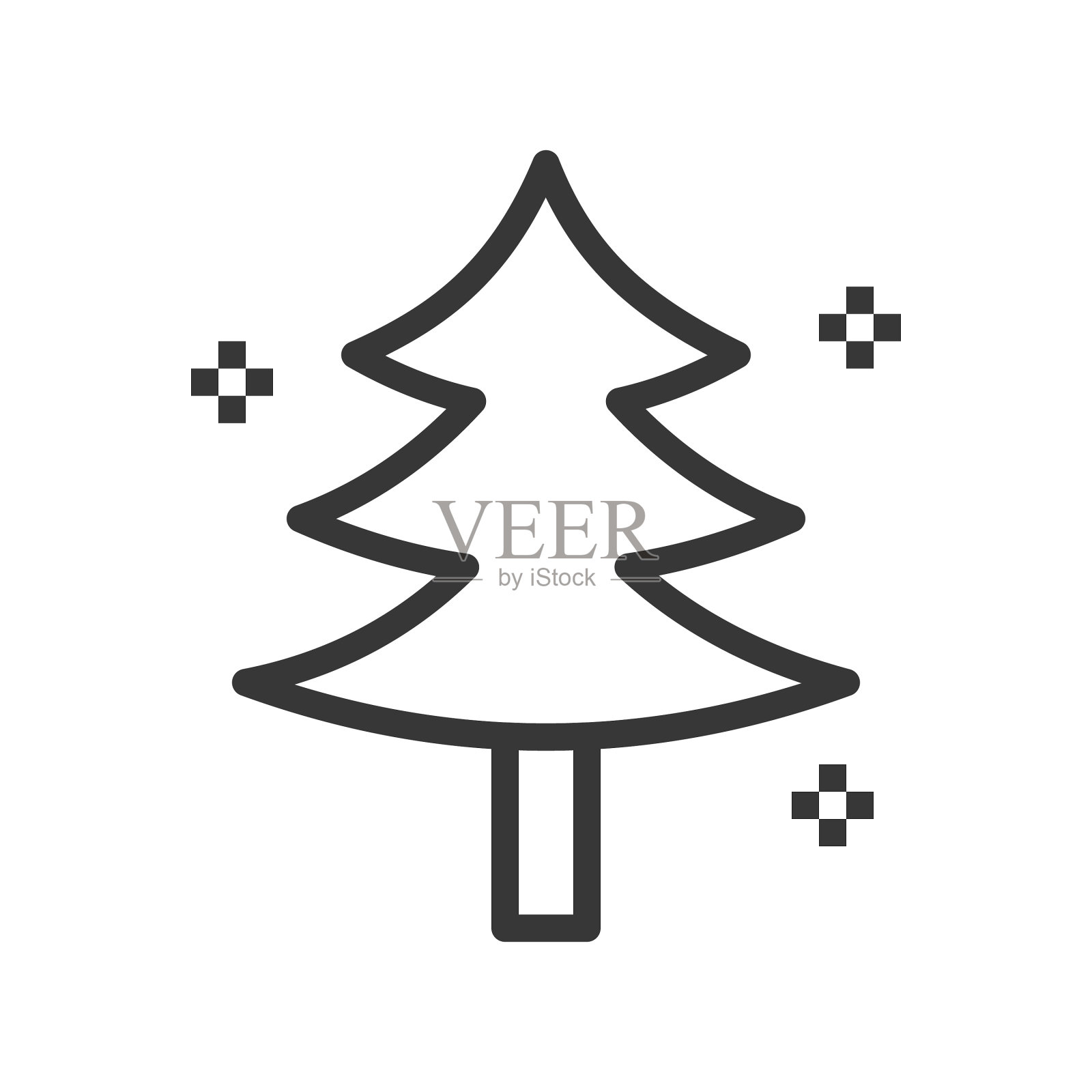 松树在冬天快乐的圣诞主题集图标素材